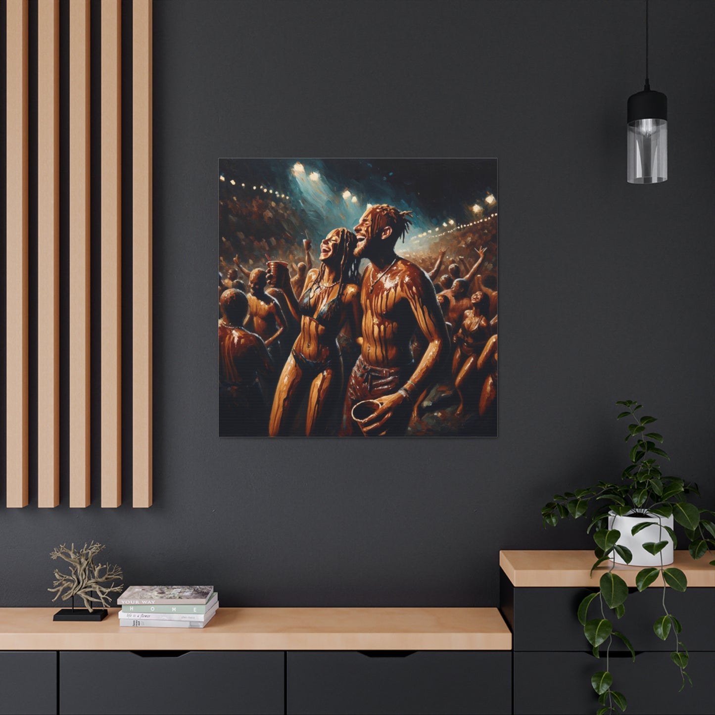 Art Print of Jouvert Morning, Afro-Caribbean Couple#9, Oil Finish, West Indian Ethnicity, Cultural, Heritage, Canvas Gallery Wraps