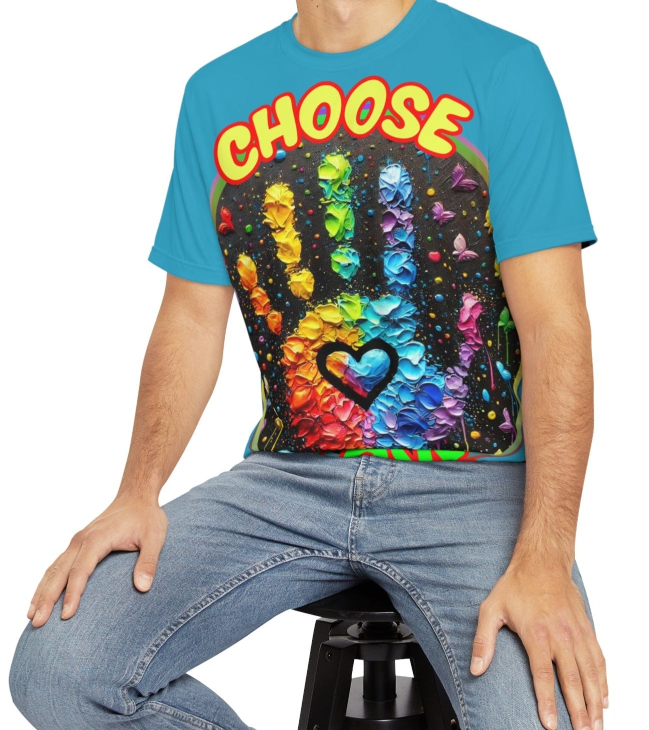 Men's Brushed Polyester Short Sleeve Tee (AOP), "Choose Love"