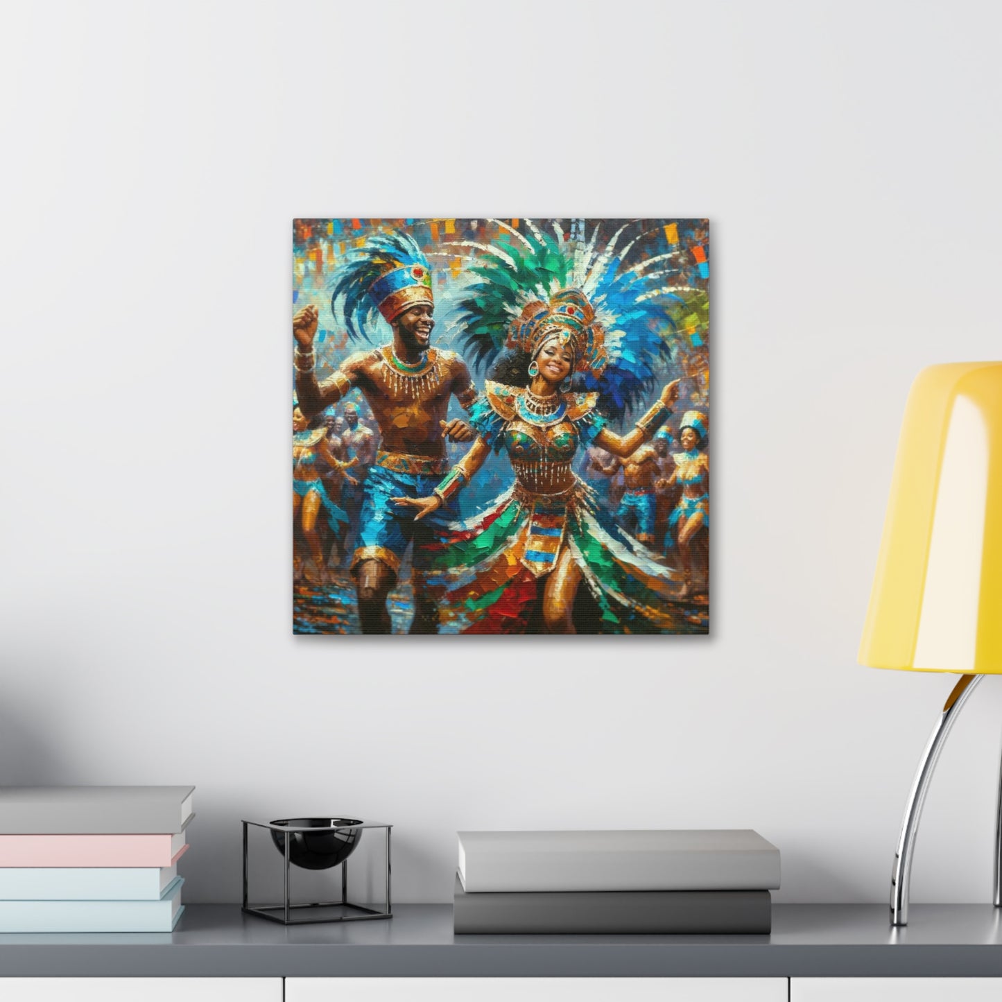 Art Print, Trini Masqueraders#6, Carnival, Oil Finish, West Indian Ethnicity, Cultural, Heritage, Indo & Afro Caribbean, Canvas Gallery Wrap