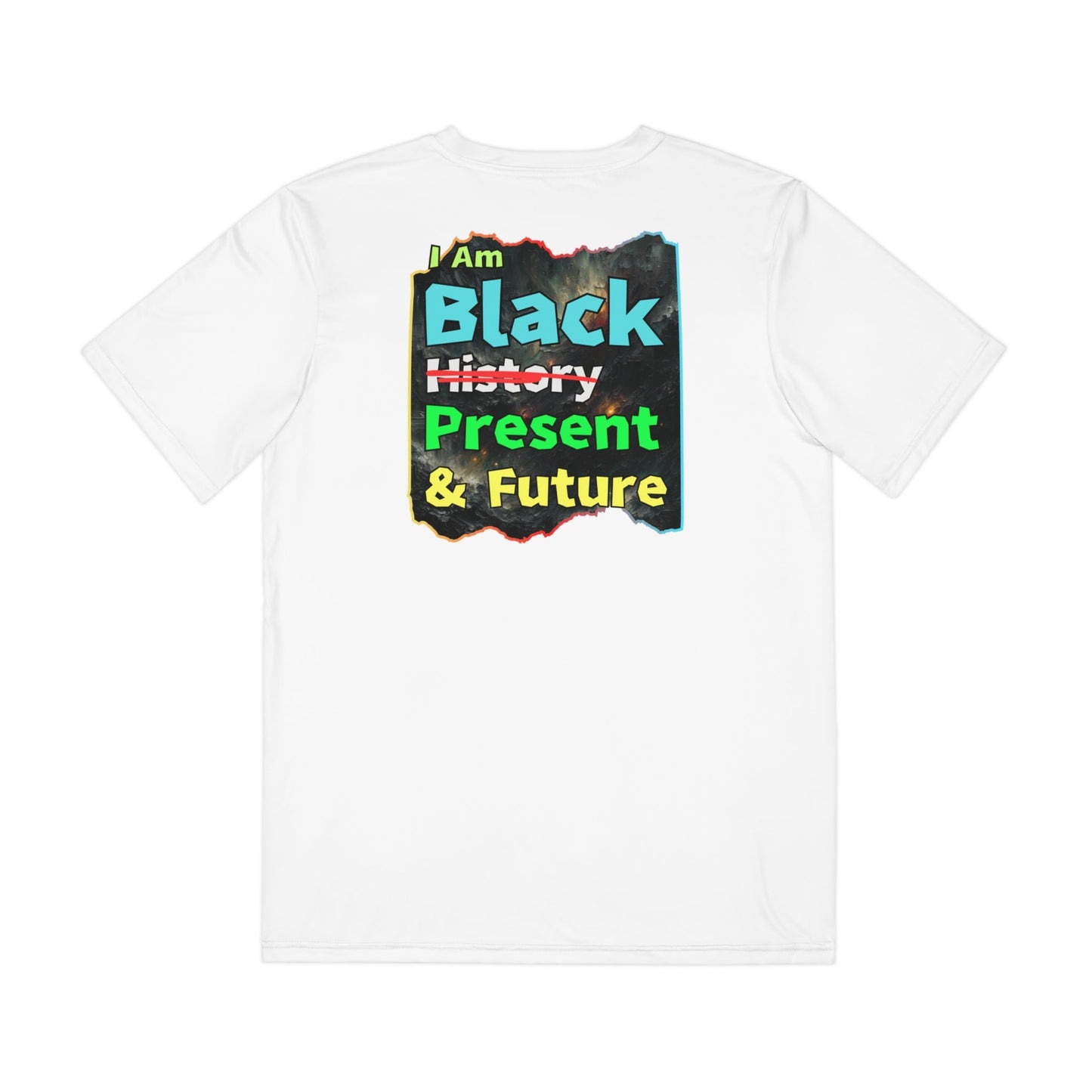 Men's Brushed Polyester Short Sleeve Tee (AOP), "I Am Black Present & Future"