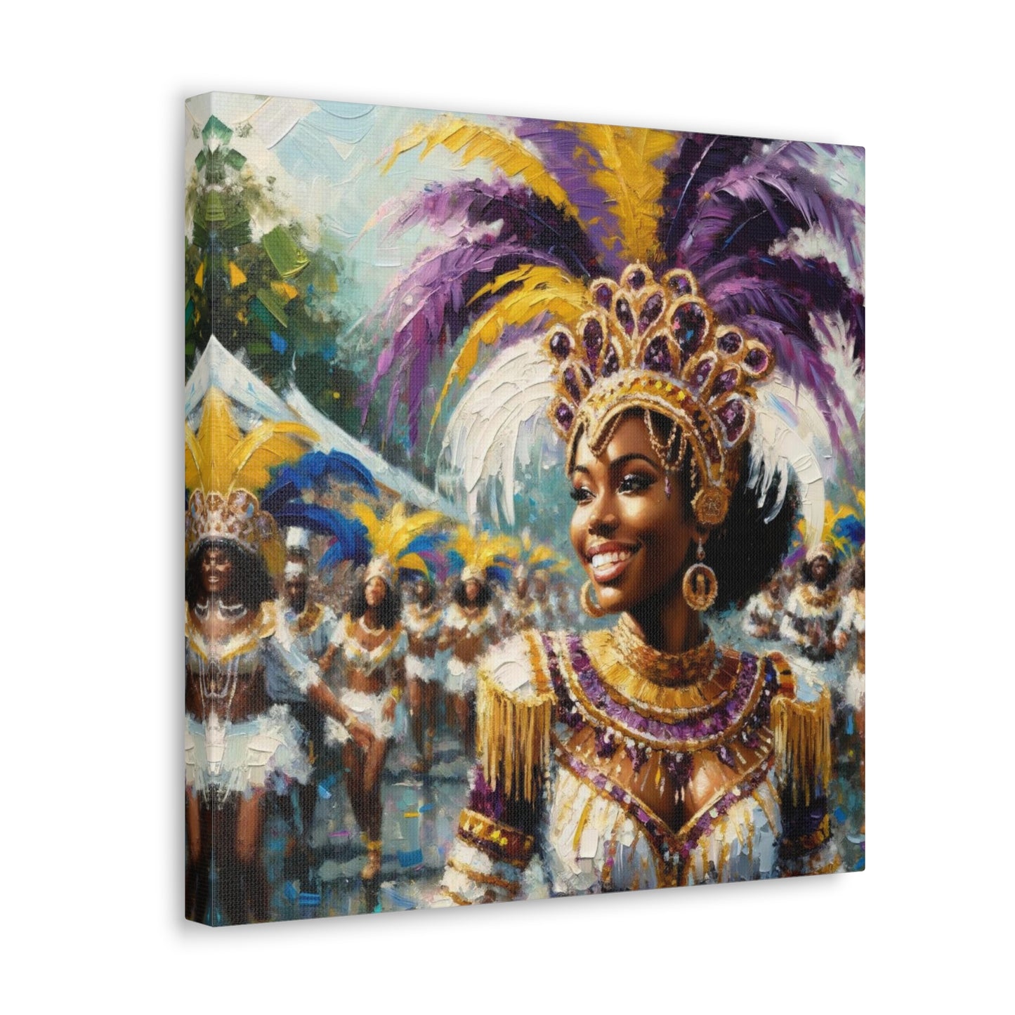 Art Print#8 of Trini Masquerader, Carnival, Oil Finish, West Indian Ethnicity, Cultural, Heritage, Art, Black Woman, Canvas Gallery Wraps