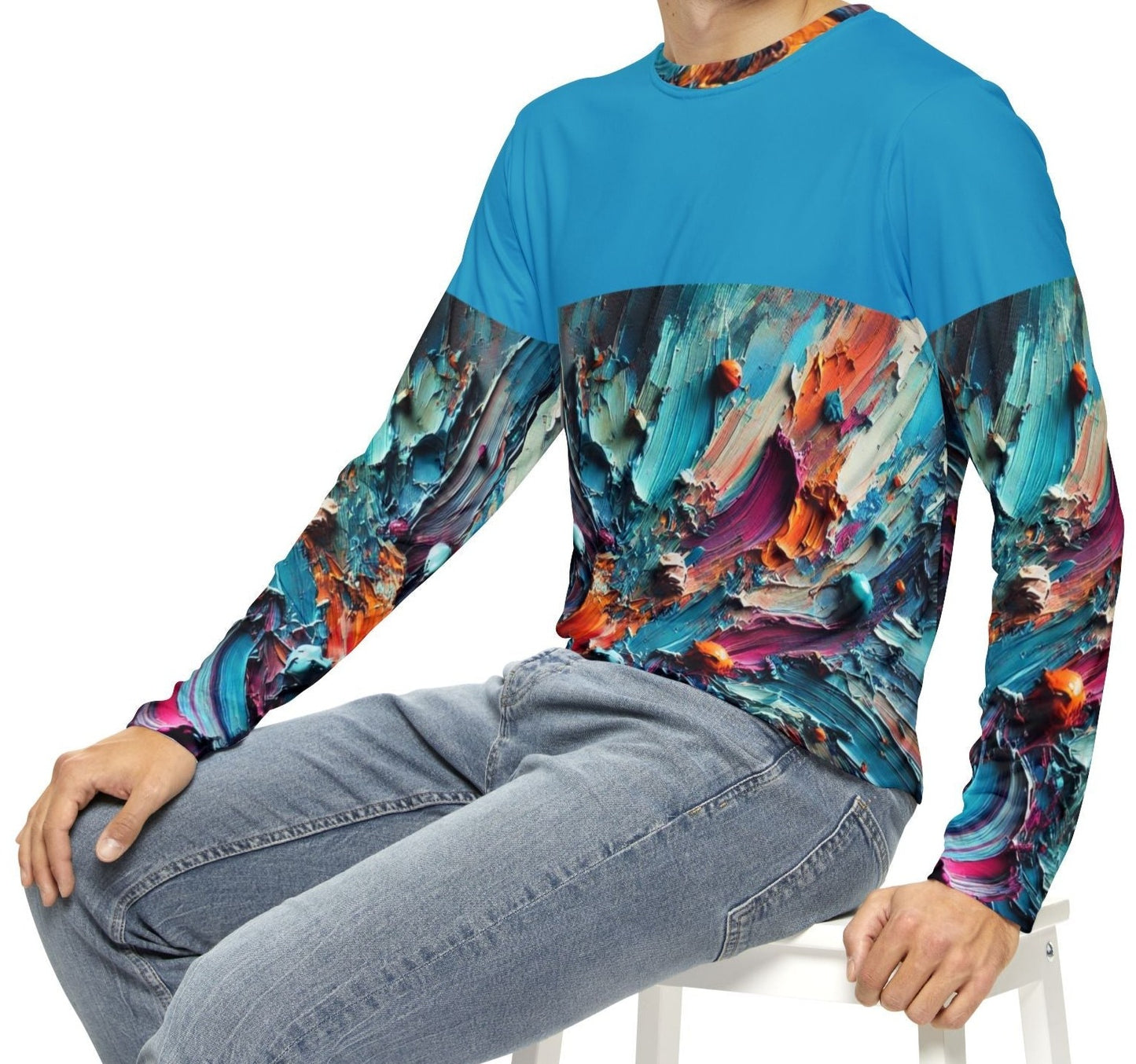 Men's Brushed Polyester Long Sleeve Shirt (AOP) Abstract Paint Print