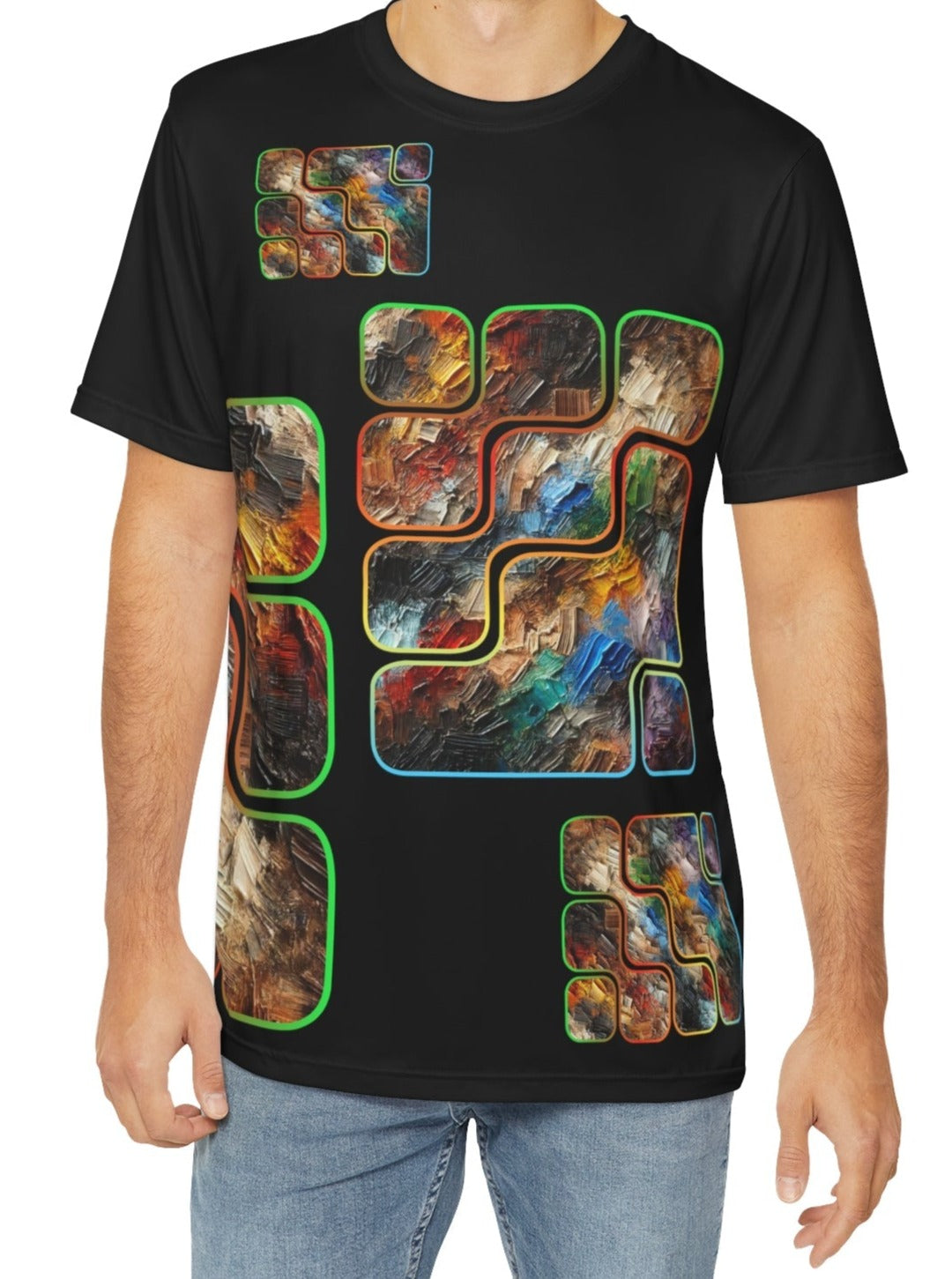 Men's Brushed Polyester Short Sleeve Tee (AOP), "Abstract African Print"