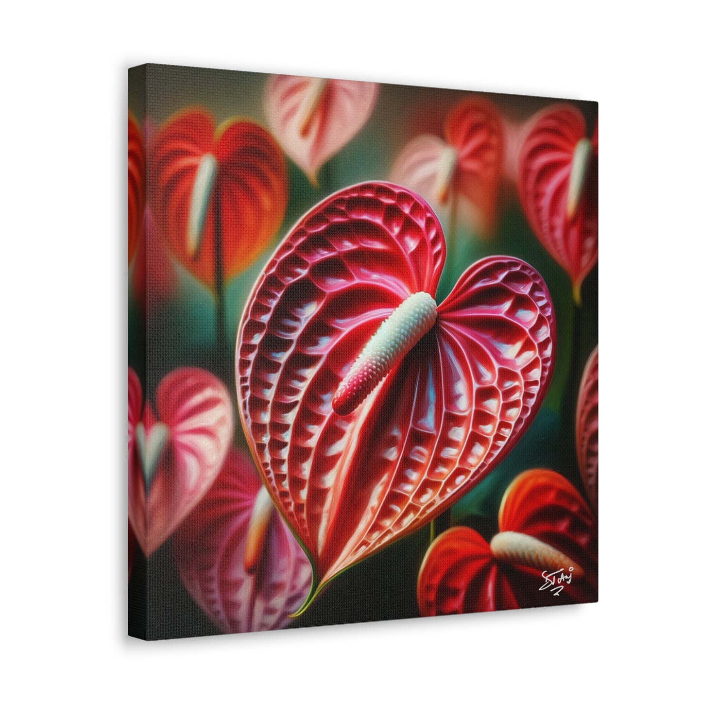 Print #2 of Anthurium flowers with a vibrant, oil-painted finish, Canvas Gallery Wraps