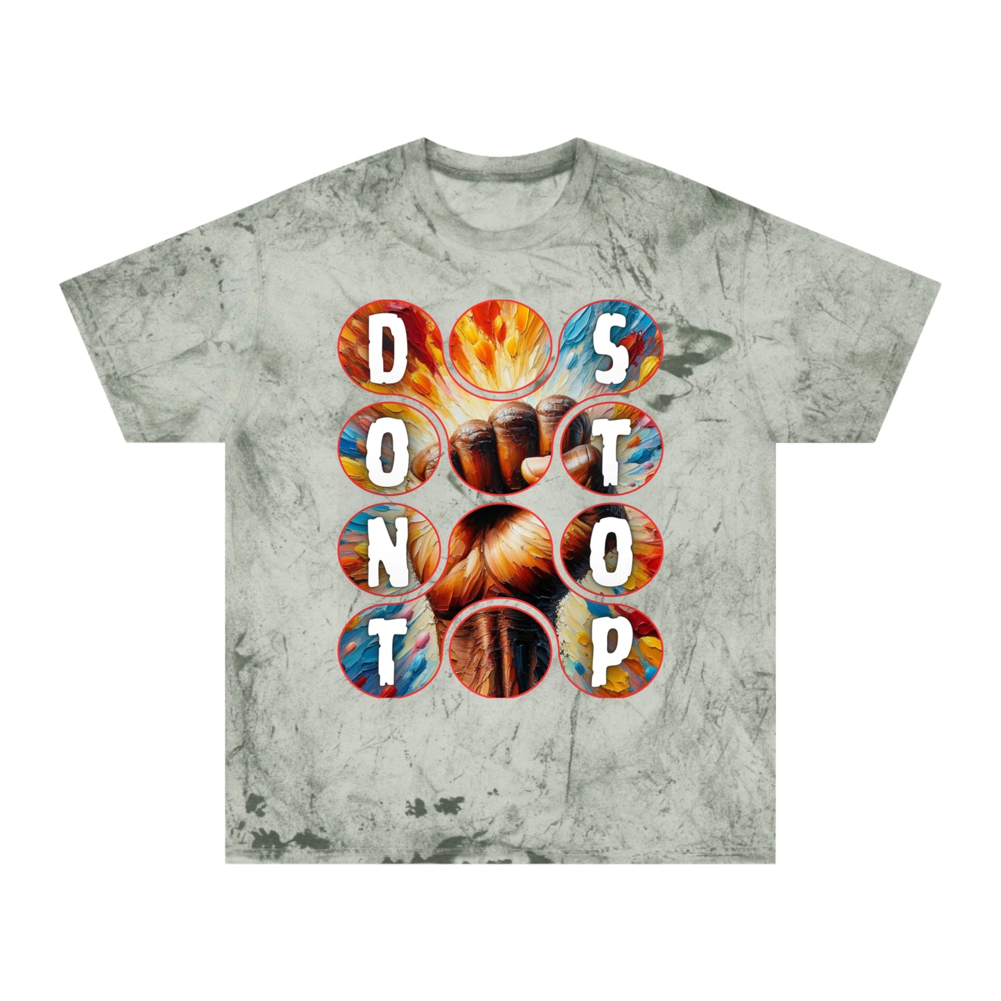 Unisex Color Blast T-Shirt "Don't Stop" Anti-Racism, Black Consciousness, Black Pride, One Love, Inclusion Diversity, Immigrant Outsiders, FashionWithPurpose, Conscious Clothing, Cultural Identity, Black Inspiration Empowerment