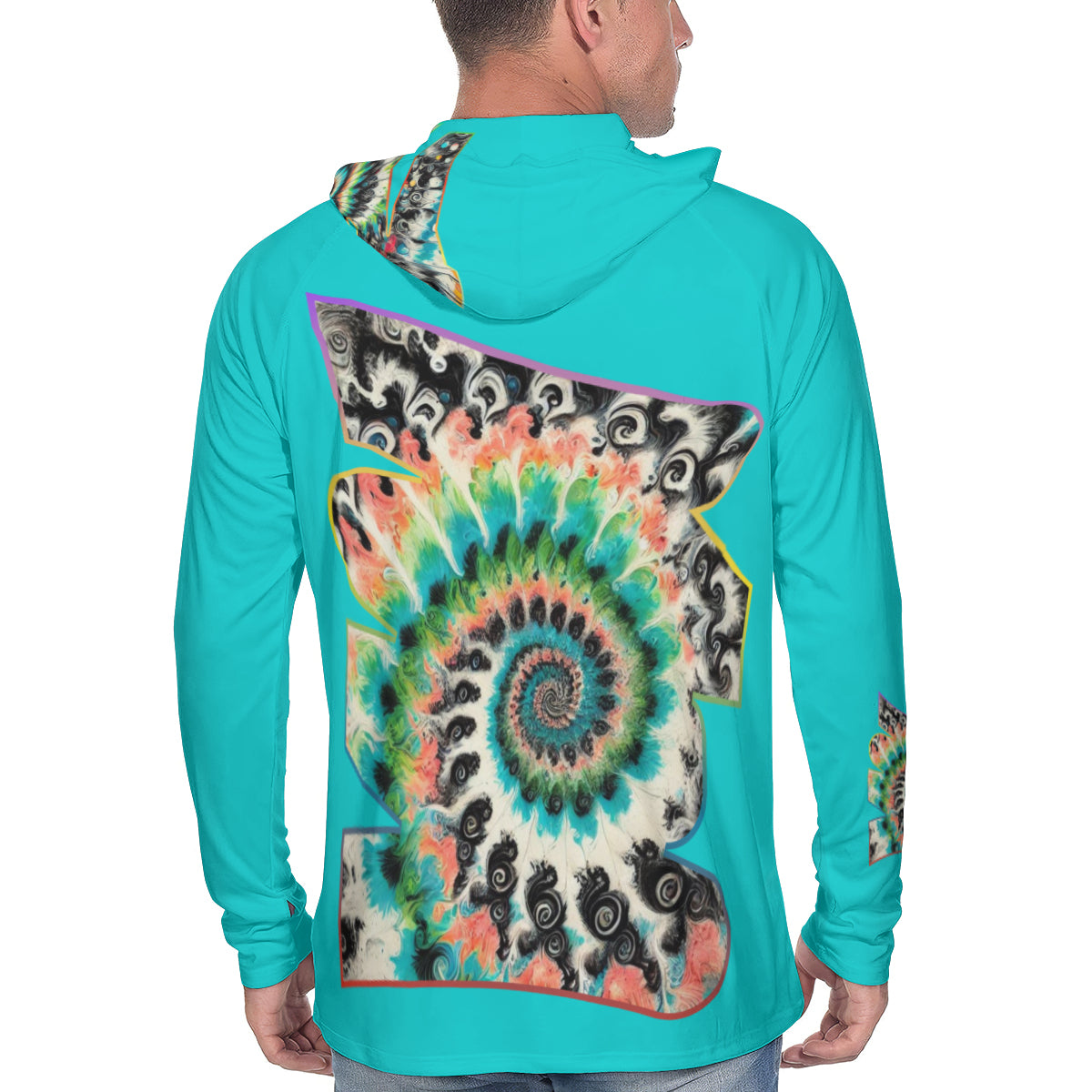 Men's Sun Protection Long Sleeve Hoodie "Abstract Tie-Dye"