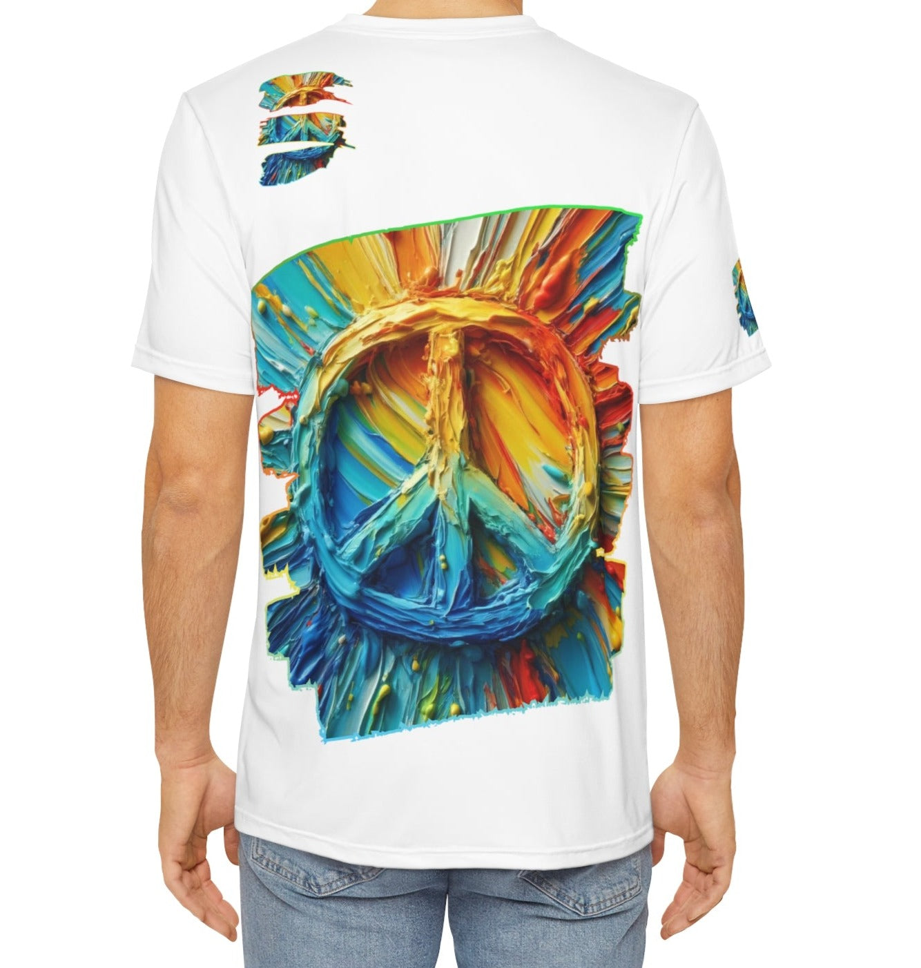 Men's Brushed Polyester Short Sleeve Tee (AOP), "PEACE"