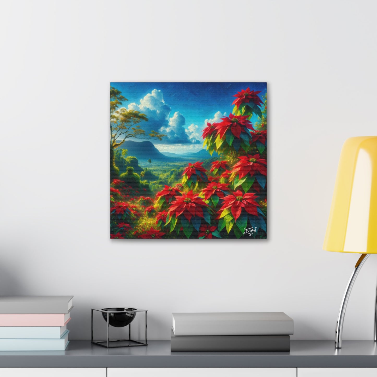 Print #2 of Wild Poinsettia Plants on Sunny Day in the Caribbean, Trinidad and Tobago, Canvas Gallery Wraps