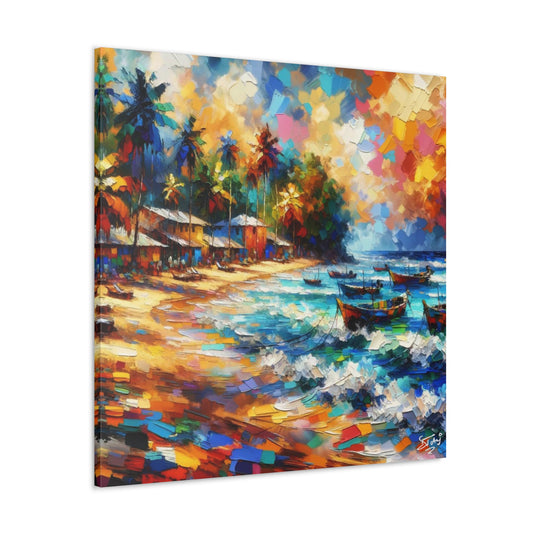 Art Print of Caribbean Sunset, Abstract, Oil Painting, West Indian Art, Canvas Gallery Wraps