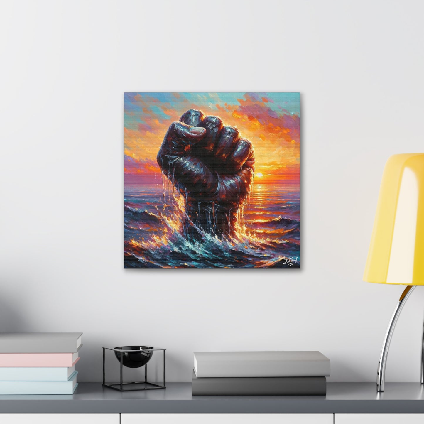 Art Print, Afro-Caribbean Man, Oil Finish, Unity, One Love, Semi-Abstract, Canvas Gallery Wrap