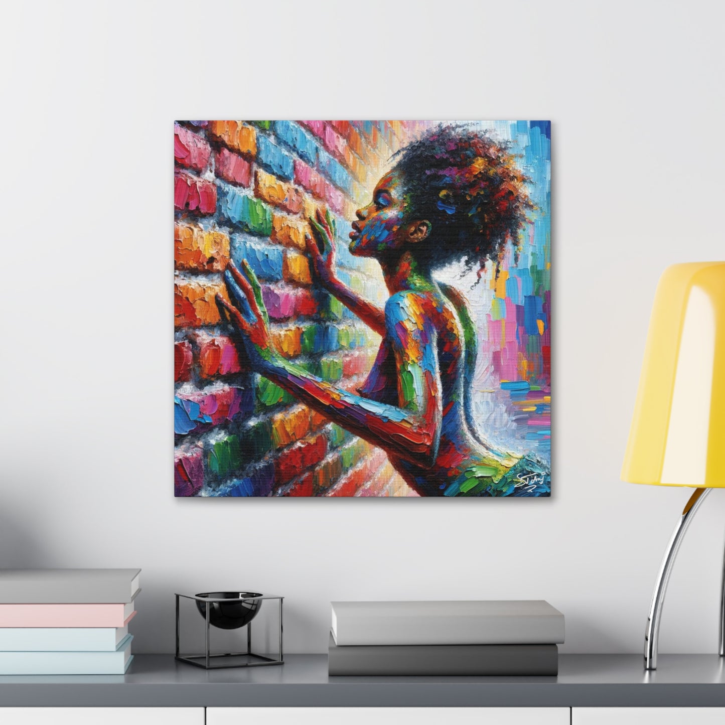 Art Print, Afro-Caribbean Woman "In Paint," (8) Oil Finish, West Indian Ethnicity, Cultural, Heritage, Semi-Abstract, Canvas Gallery Wrap