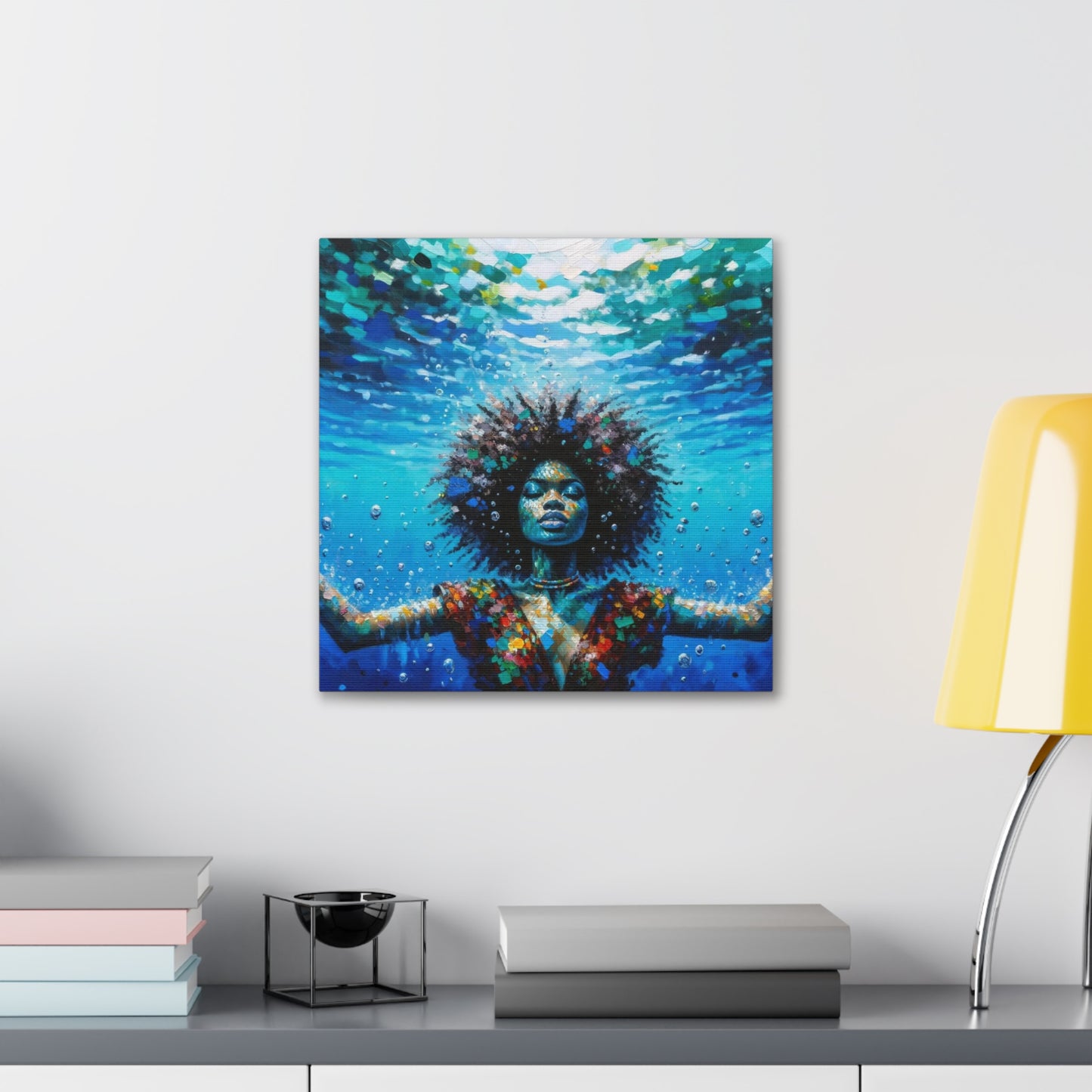 Art Print, Afro-Caribbean Woman, "Submerged" Oil Finish, West Indian Ethnicity, Cultural, Heritage, Abstract, Canvas Gallery Wrap