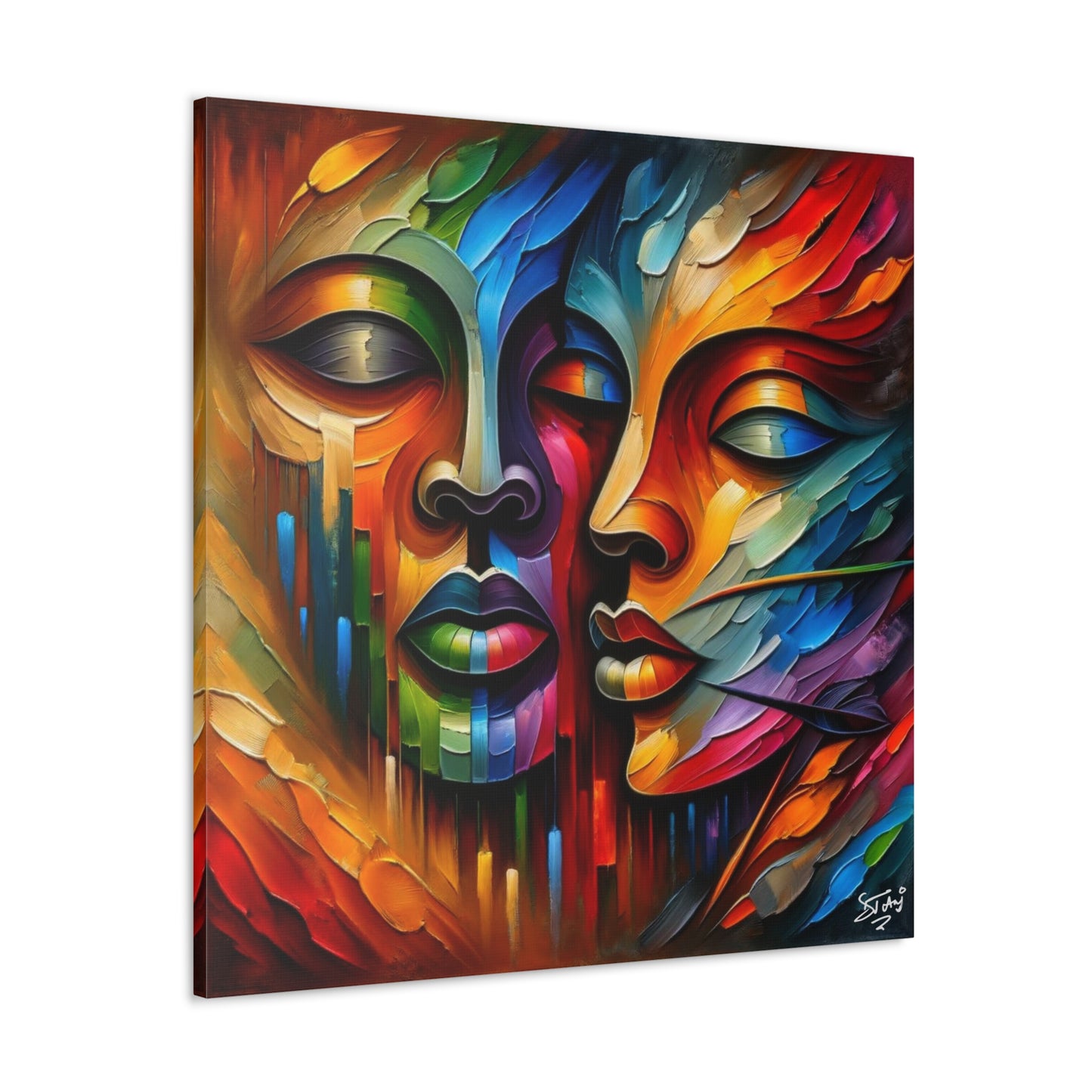 Art Print, Afro-Caribbean Masks, Oil Finish, Carnival,  West Indian Ethnicity, Cultural, Heritage, Semi-Abstract, Canvas Gallery Wrap