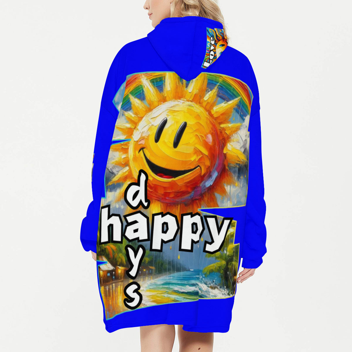 Flannel Sleeper Blanket Hoodie | "Love Life, Happy Days"