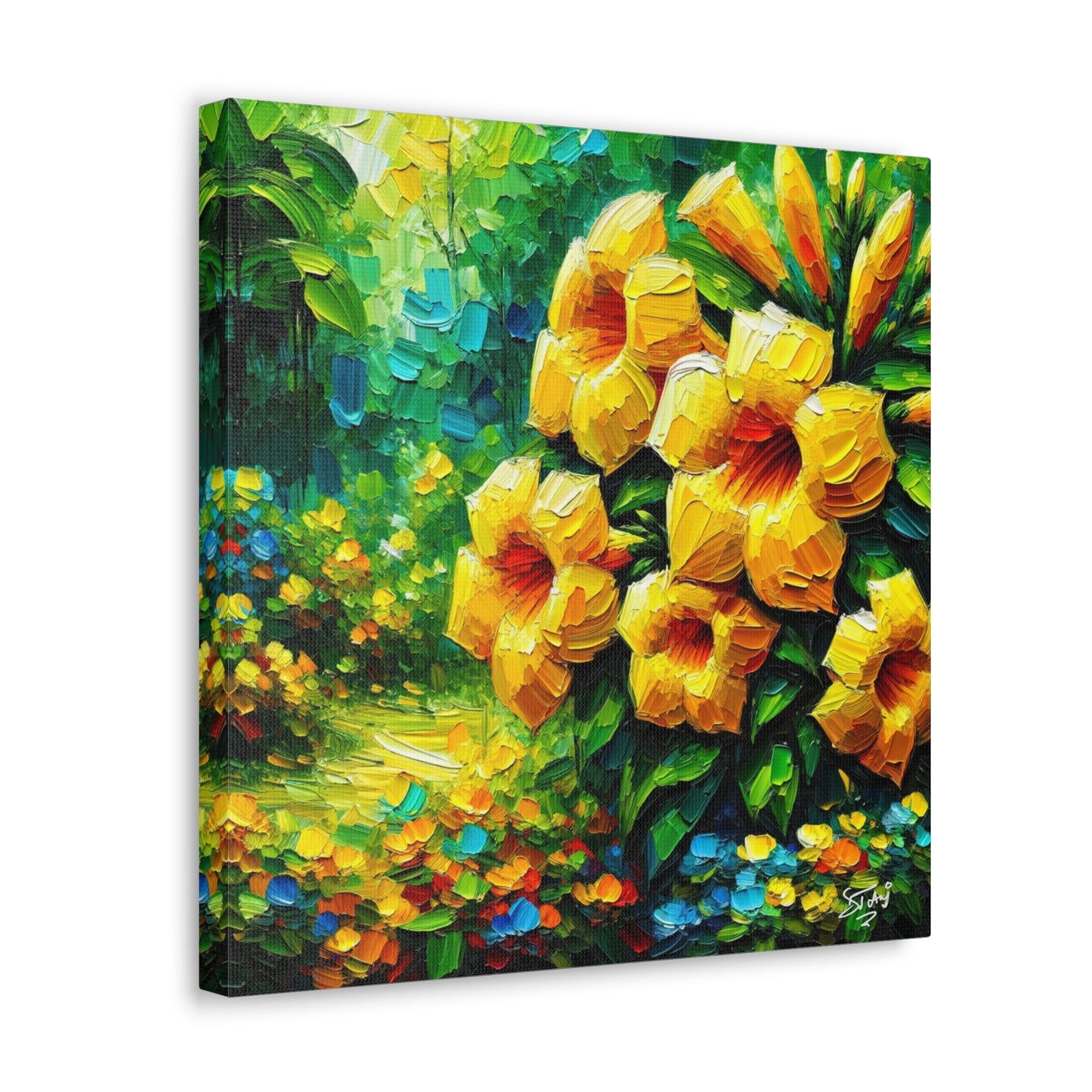 Art Print of Tropical Flowers, Oil Finish, West Indian Art, Canvas Gallery Wraps