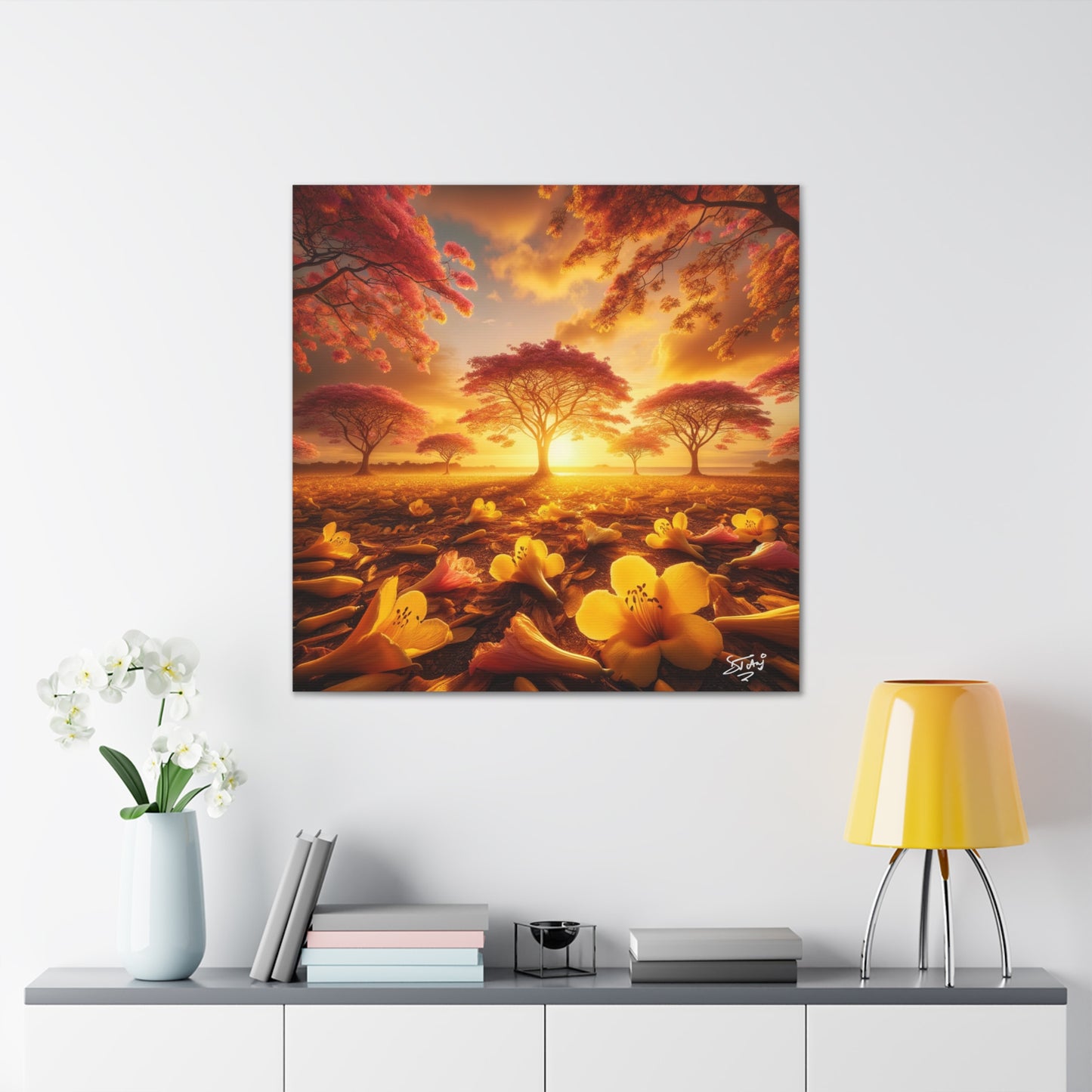 Print#2 of Poui Trees, Sunset in the Caribbean, Canvas Gallery Wraps