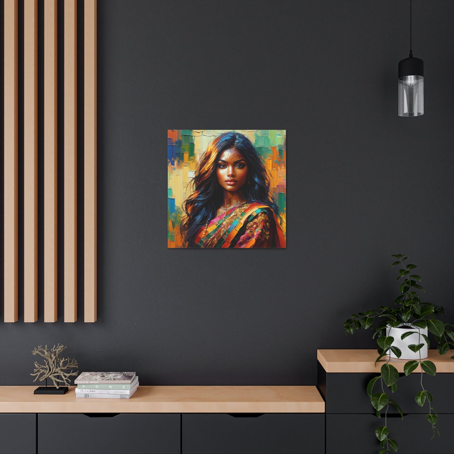 Art Print#2 of Indo-Caribbean Woman, Oil Finish, West Indian Ethnicity, Cultural, Heritage, Art, Black Woman, Canvas Gallery Wraps