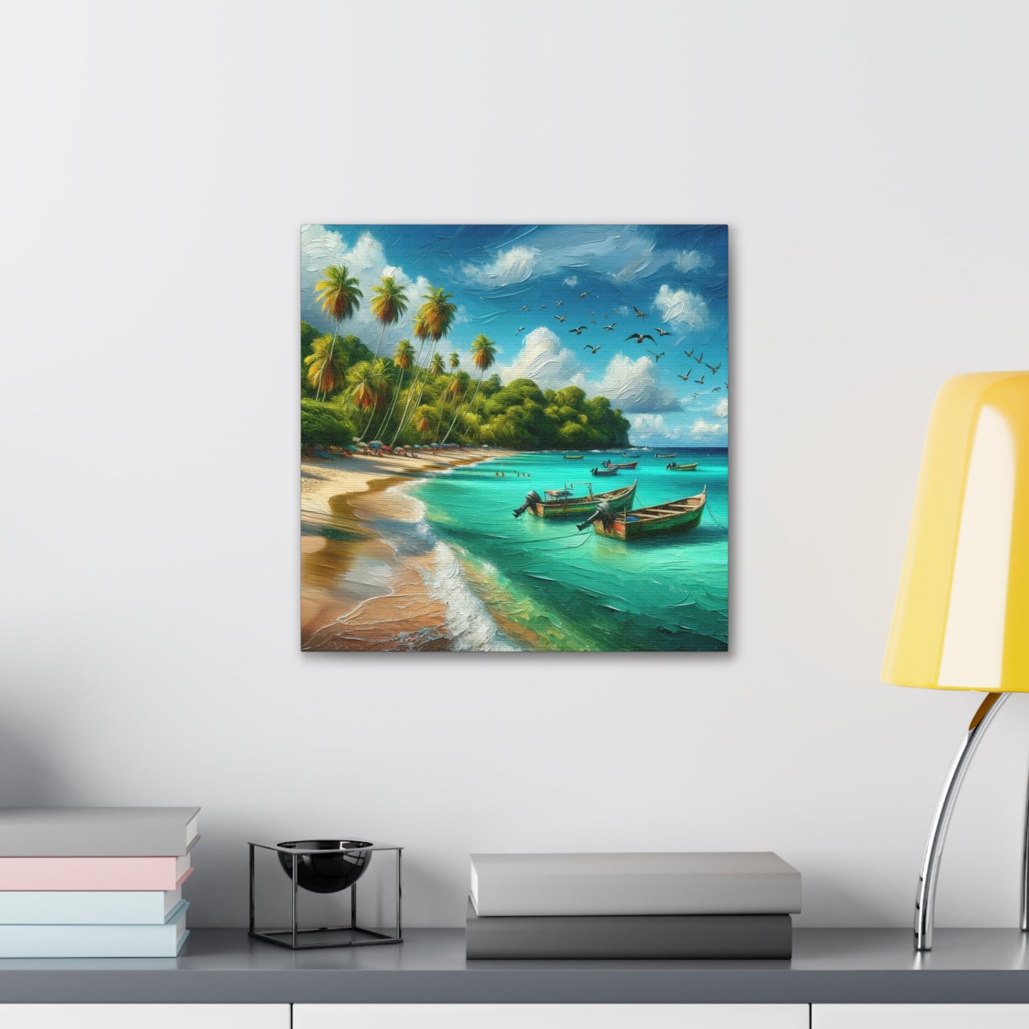 Art Print of Caribbean Beach Scene, Swallows Beach, Tobago, West Indian Art, Canvas Gallery Wraps