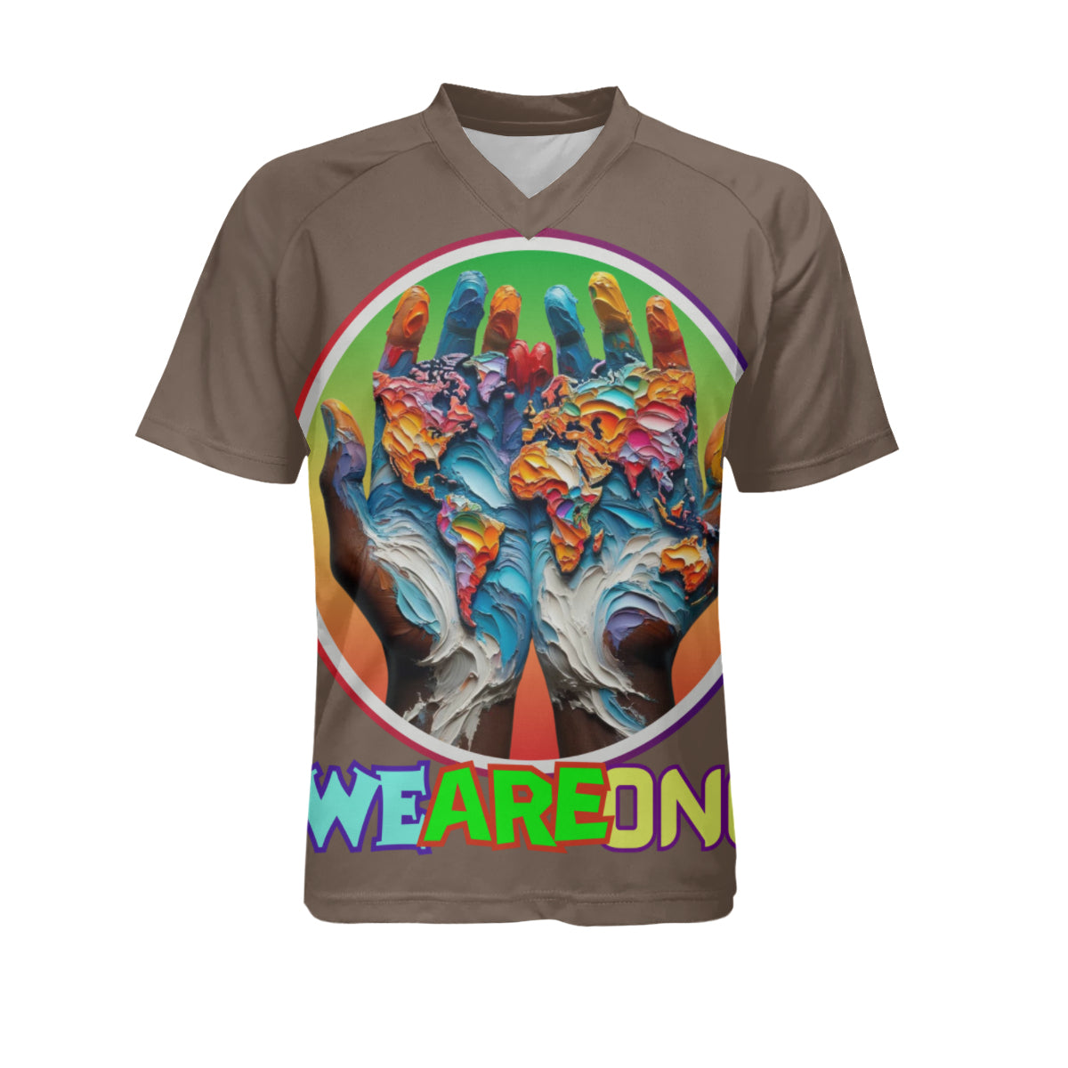 Men's V-Neck Polyester T-Shirt "We Are One"