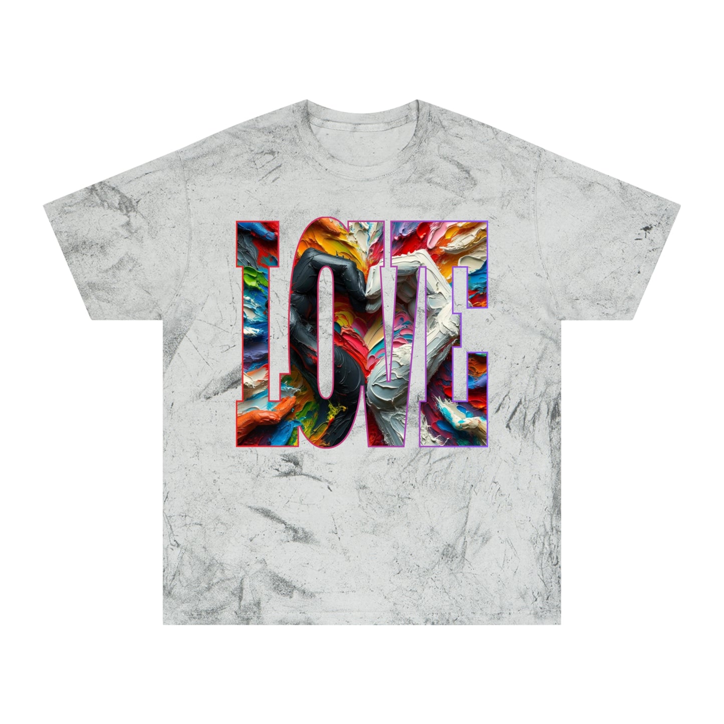 Unisex Color Blast T-Shirt "Love..." One World, Self-Love, Anti-Racism, One Love, Unity, Inclusion, Diversity, Immigrant Outsiders, Cultural Identity, Black Excellence Empowerment Inspiration, FashionWithPurpose, ConsciousClothing