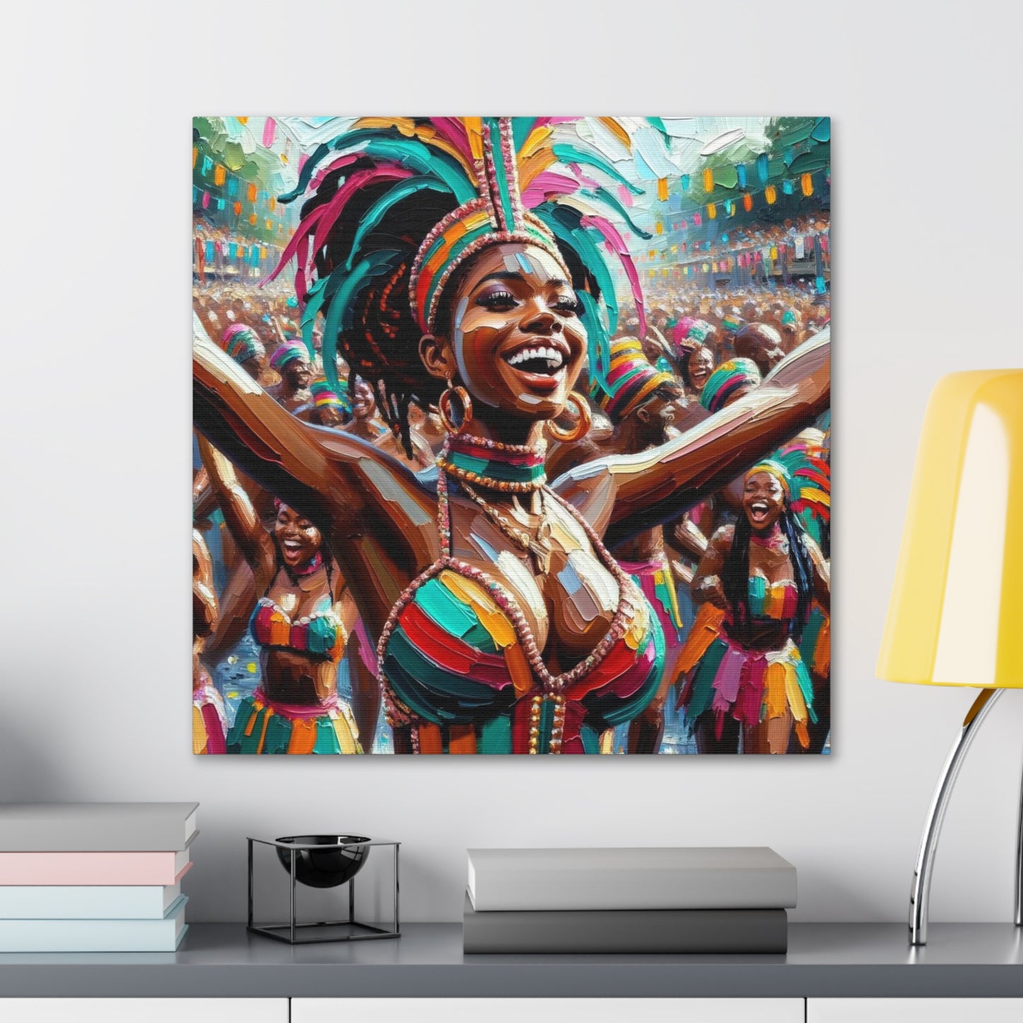 Art Print#2 of Trini Masquerader, Carnival, Oil Finish, West Indian Ethnicity, Cultural, Heritage, Art, Black Woman, Canvas Gallery Wraps