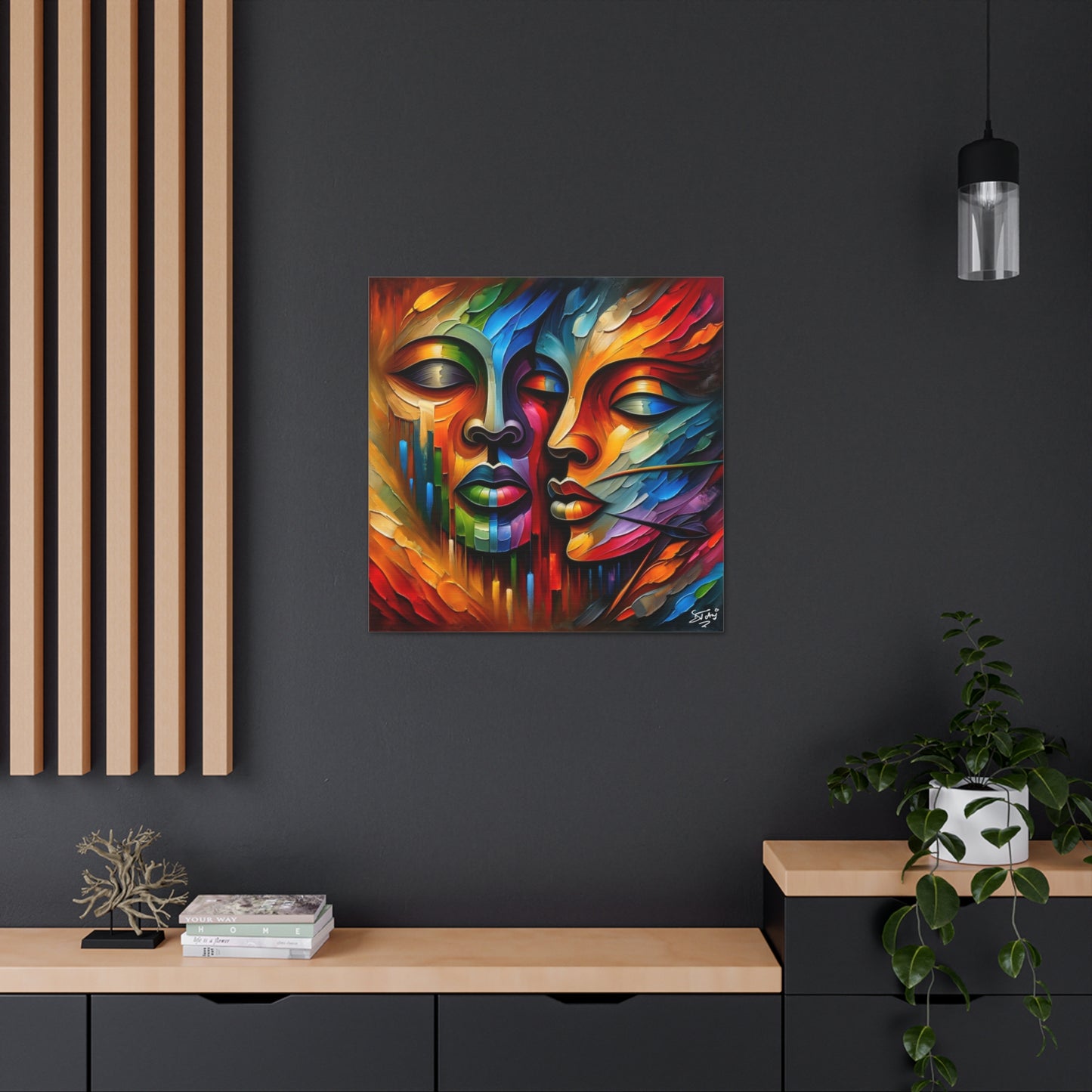 Art Print, Afro-Caribbean Masks, Oil Finish, Carnival,  West Indian Ethnicity, Cultural, Heritage, Semi-Abstract, Canvas Gallery Wrap