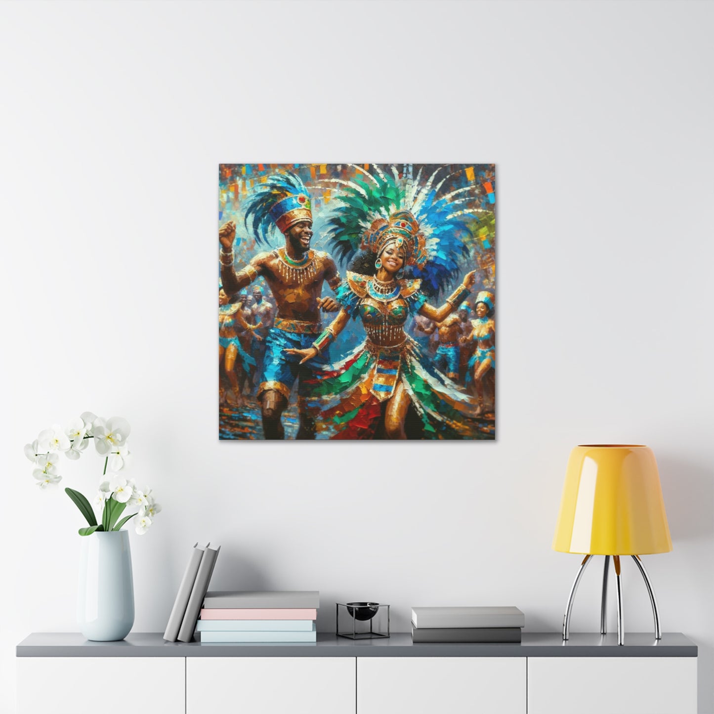 Art Print, Trini Masqueraders#6, Carnival, Oil Finish, West Indian Ethnicity, Cultural, Heritage, Indo & Afro Caribbean, Canvas Gallery Wrap