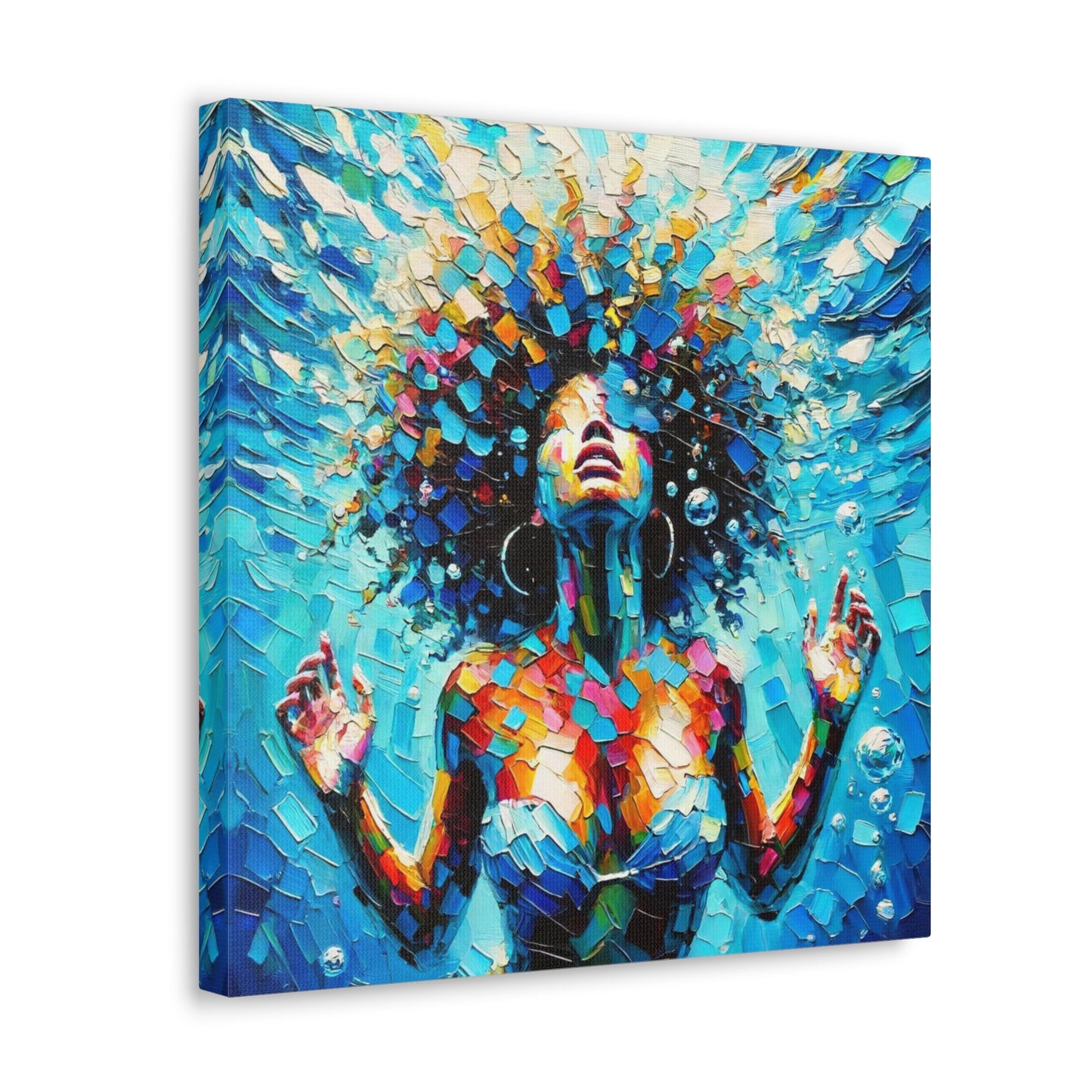 Art Print, Afro-Caribbean Woman, "Submerged" Abstract Oil Finish, West Indian Ethnicity, Cultural, Heritage, Abstract, Canvas Gallery Wrap