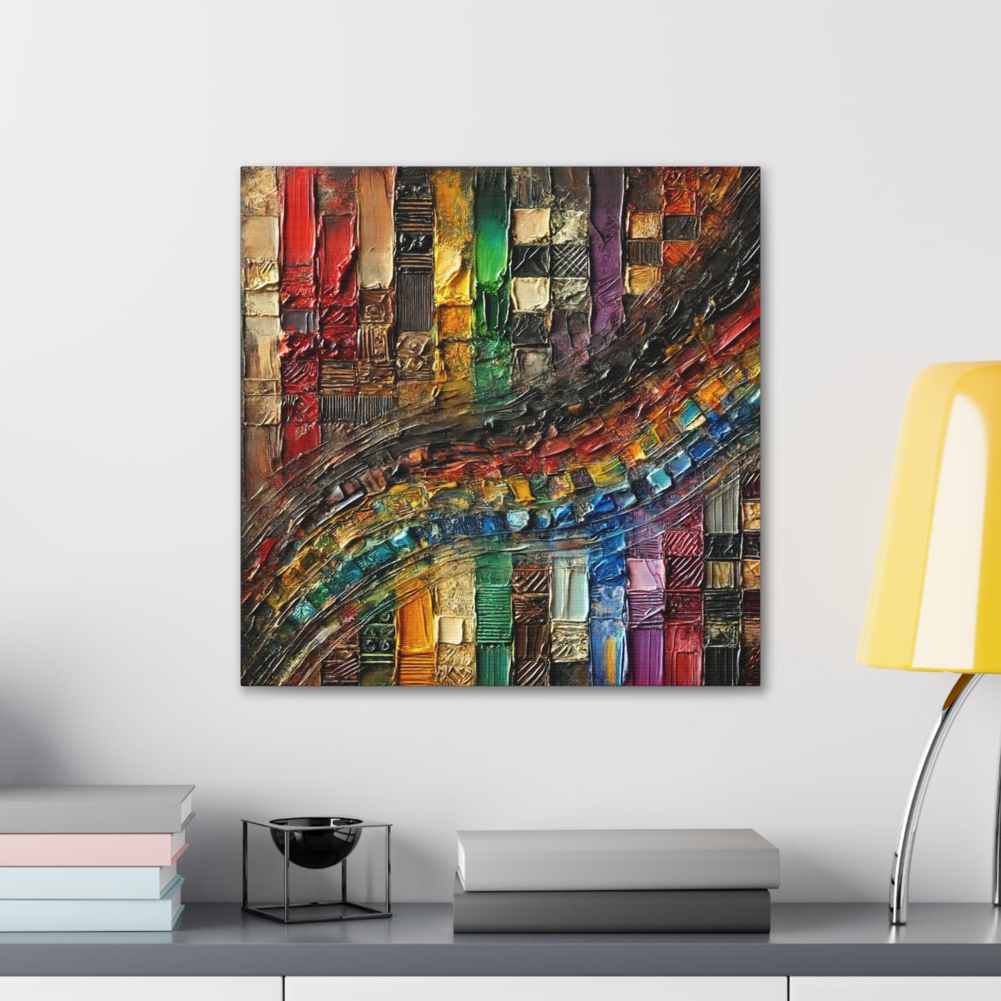 Art Print, African Print, Black Power, Abstract Oil Finish, Unity, One Love, Canvas Gallery Wrap