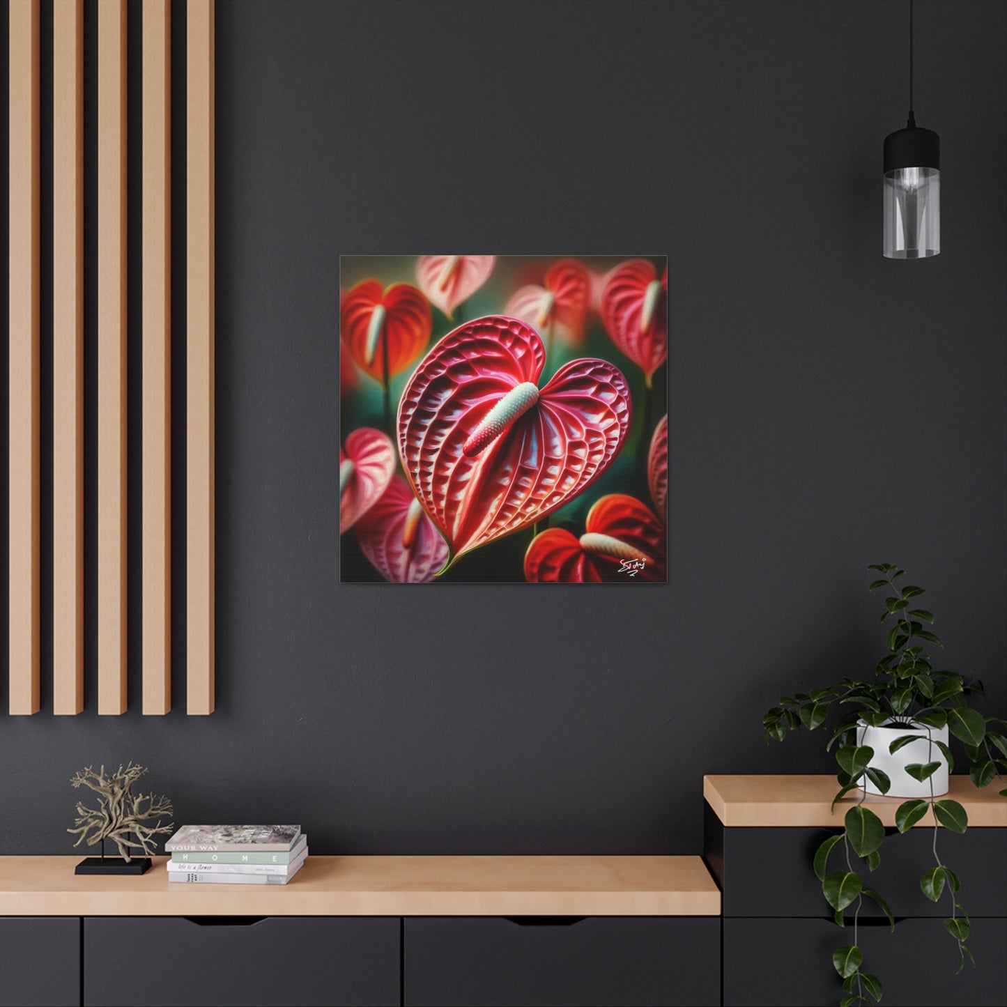 Print #2 of Anthurium flowers with a vibrant, oil-painted finish, Canvas Gallery Wraps