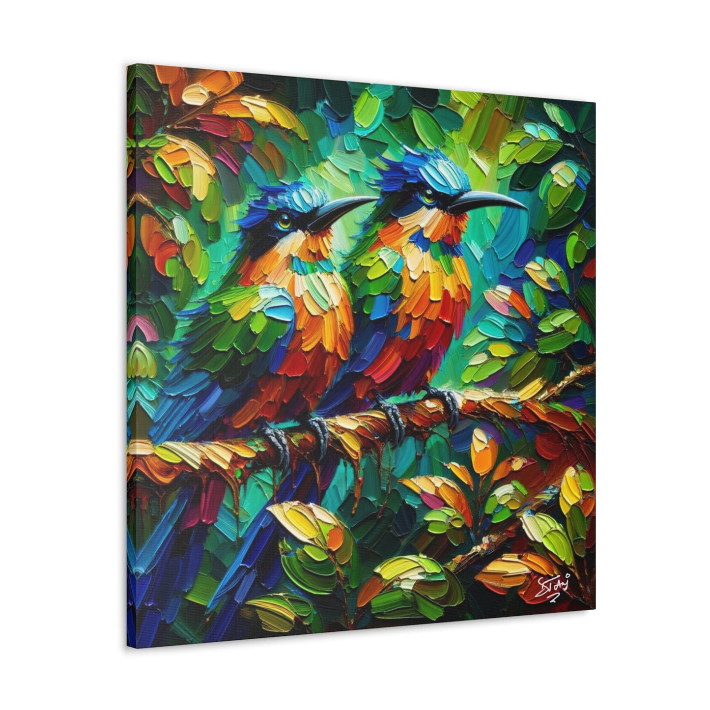 Art Print, Trinidad Motmot, Caribbean Birds, Abstract Oil Finish, Caribbean Nature, Cultural, Heritage, Canvas Gallery Wrap