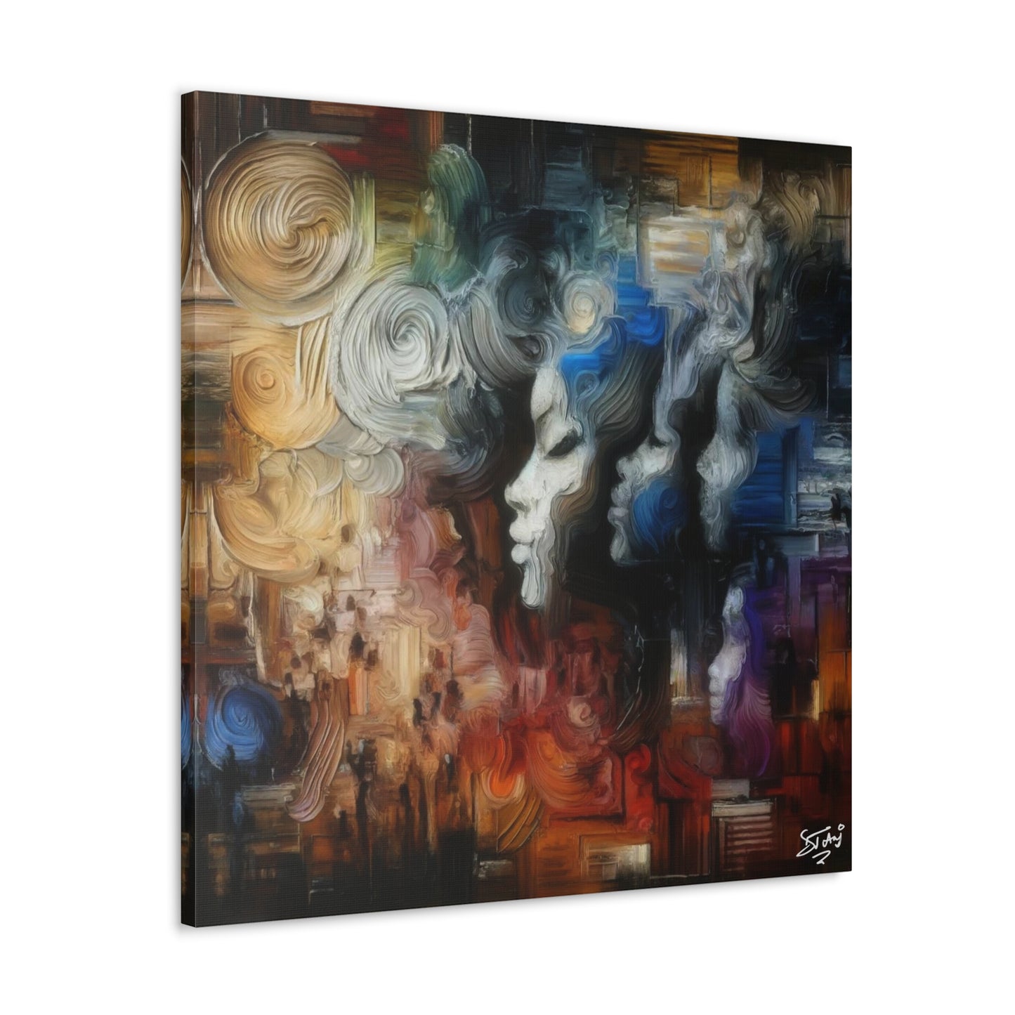 Art Print, African Women "In Abstraction," Black Roots, Oil Finish, Unity, One Love, Abstract, Canvas Gallery Wrap