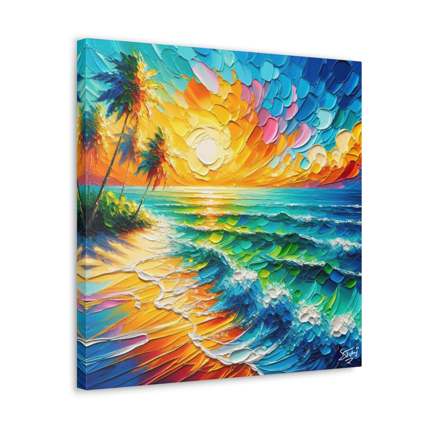 Art Print of Caribbean Beach Scene, West Indian Art, Canvas Gallery Wraps