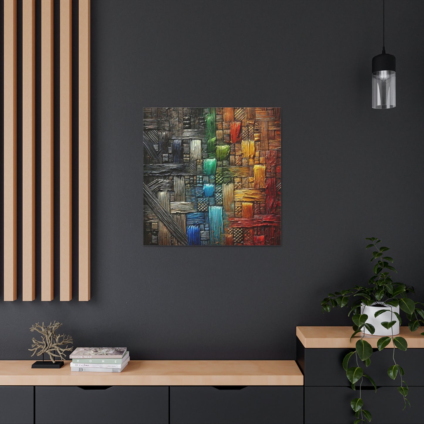 Art Print, African Print, Black Power, Abstract Oil Finish, Unity, One Love, Canvas Gallery Wrap