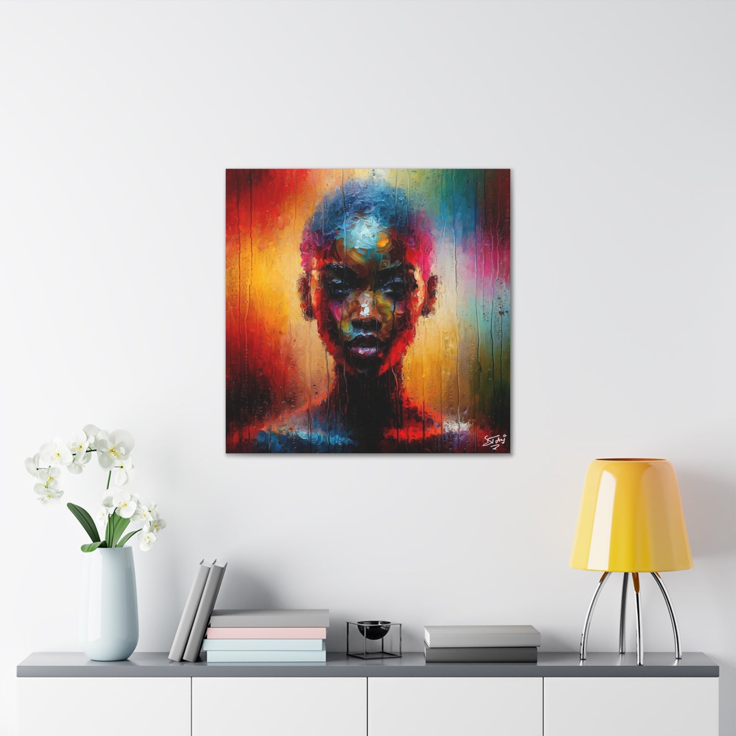 Art Print, Afro-Caribbean Woman in Sauna (2), Oil Finish, West Indian Ethnicity, Cultural, Heritage, Semi-Abstract, Canvas Gallery Wrap