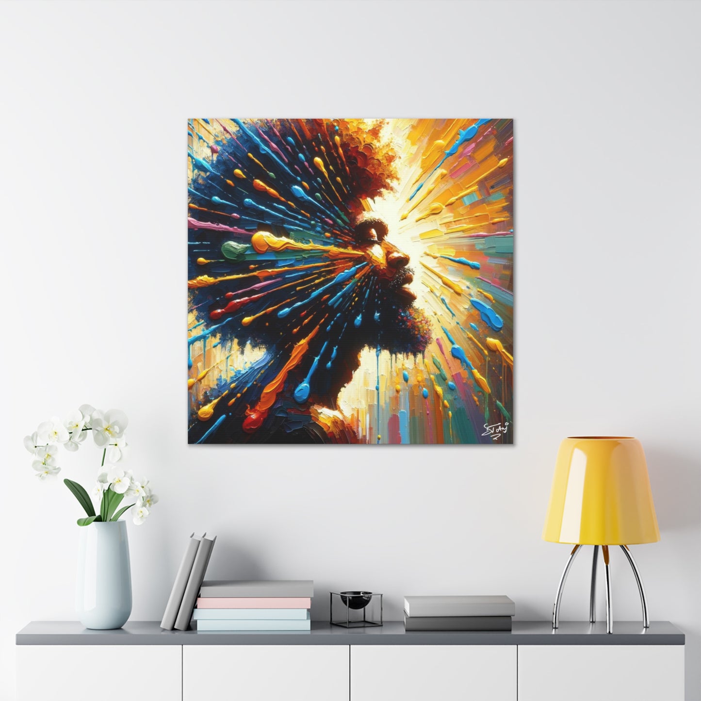 Art Print, Afro-Caribbean Man, "Seeing the Light" Oil Finish, West Indian Ethnicity, Cultural, Heritage, Abstract, Canvas Gallery Wrap