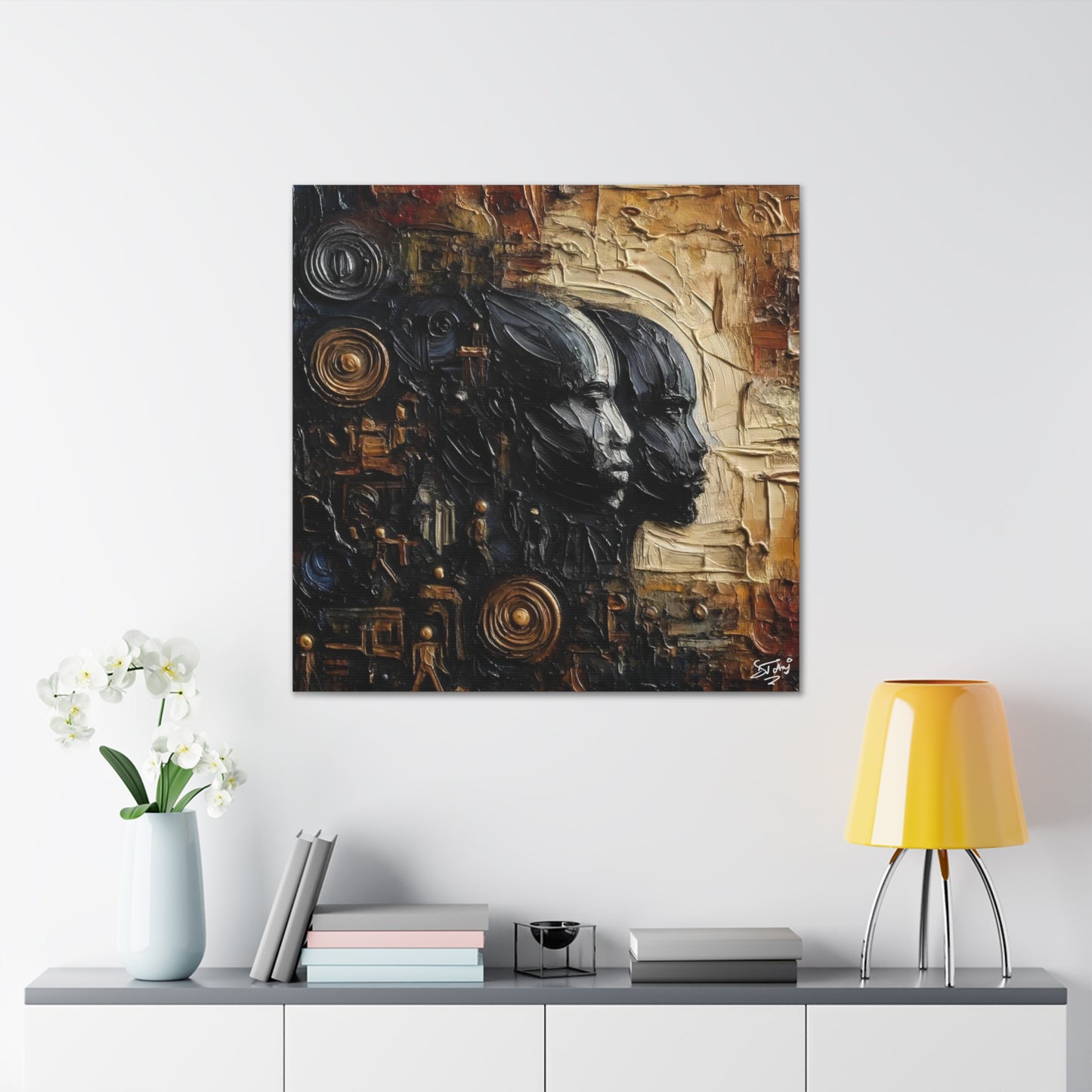 Art Print, African Men "In Abstraction," Black Roots, Oil Finish, Unity, One Love, Abstract, Canvas Gallery Wrap