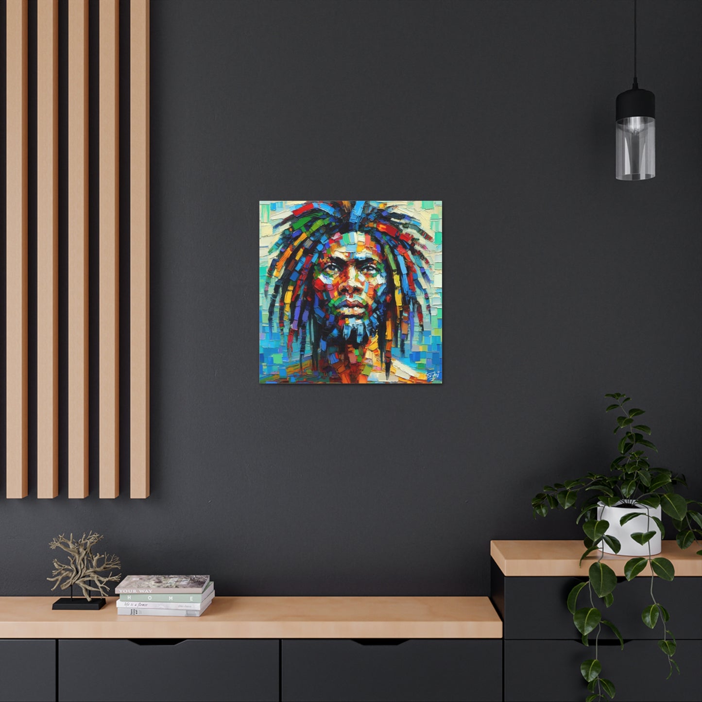 Art Print, "African Man" Oil Finish, West Indian Ethnicity, Cultural, Heritage, Abstract, Canvas Gallery Wrap