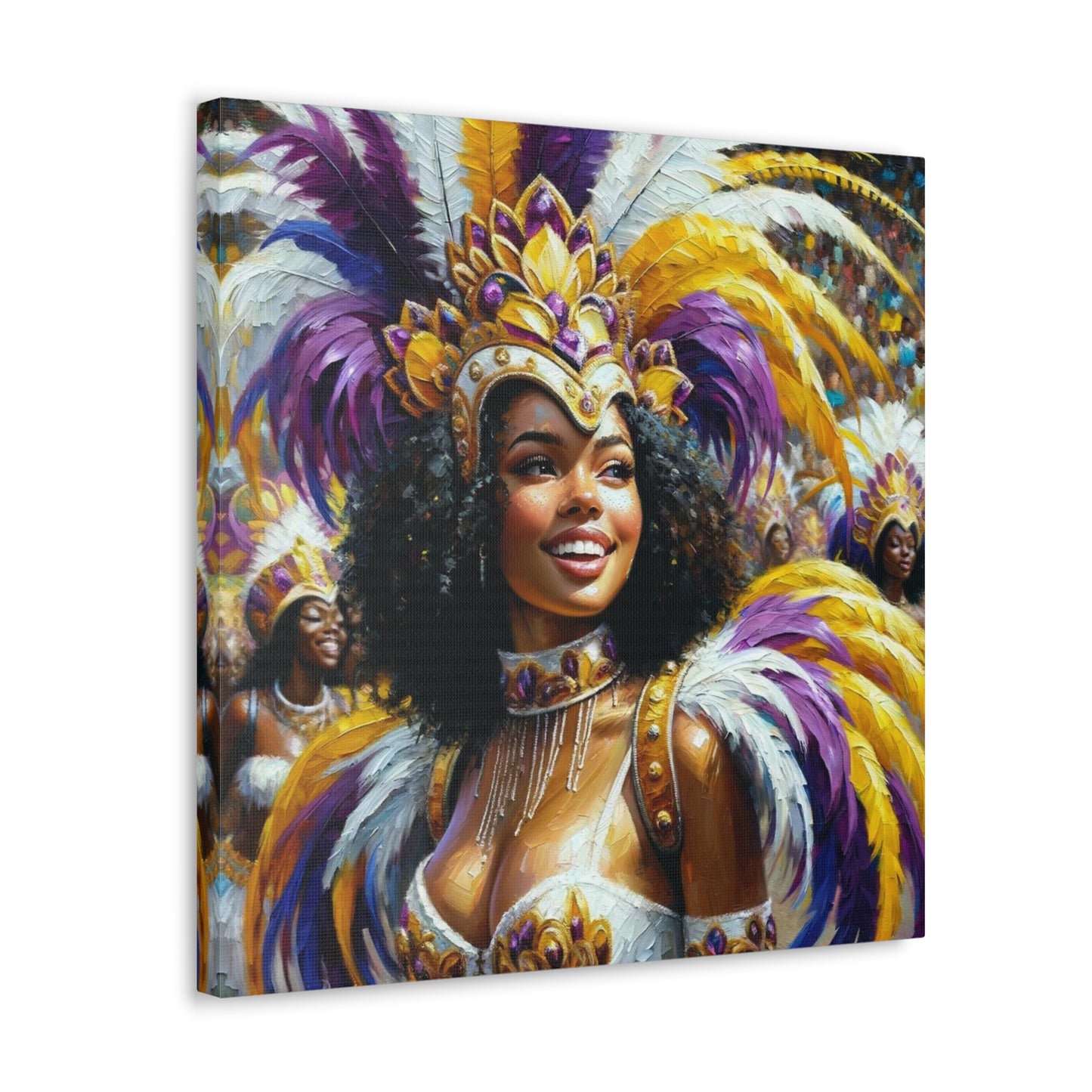 Art Print#10 of Trini Masquerader, Carnival, Oil Finish, West Indian Ethnicity, Cultural, Heritage, Art, Black Woman, Canvas Gallery Wraps