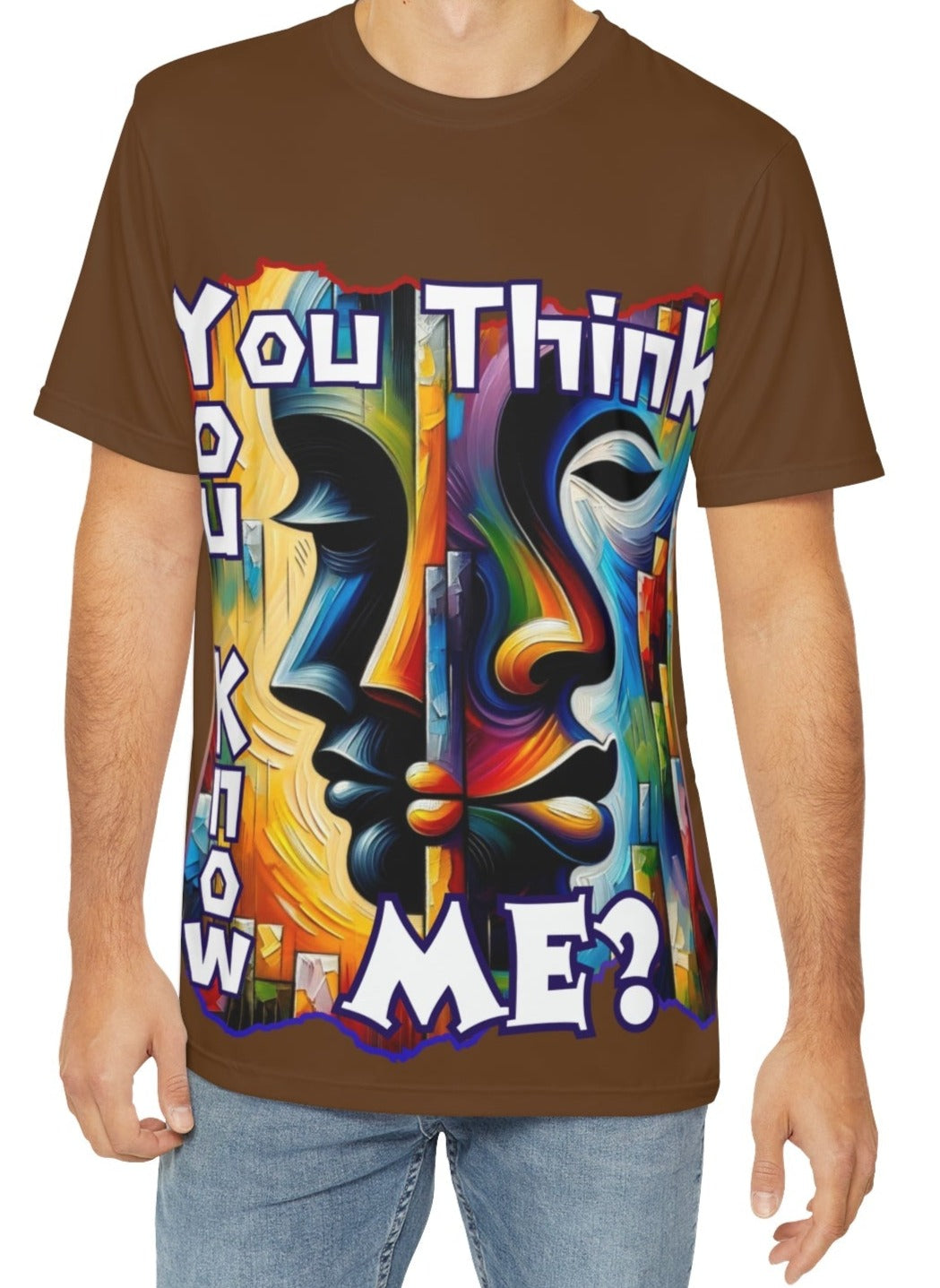 Men's Brushed Polyester Short Sleeve Tee (AOP), "You Think You Know Me?"