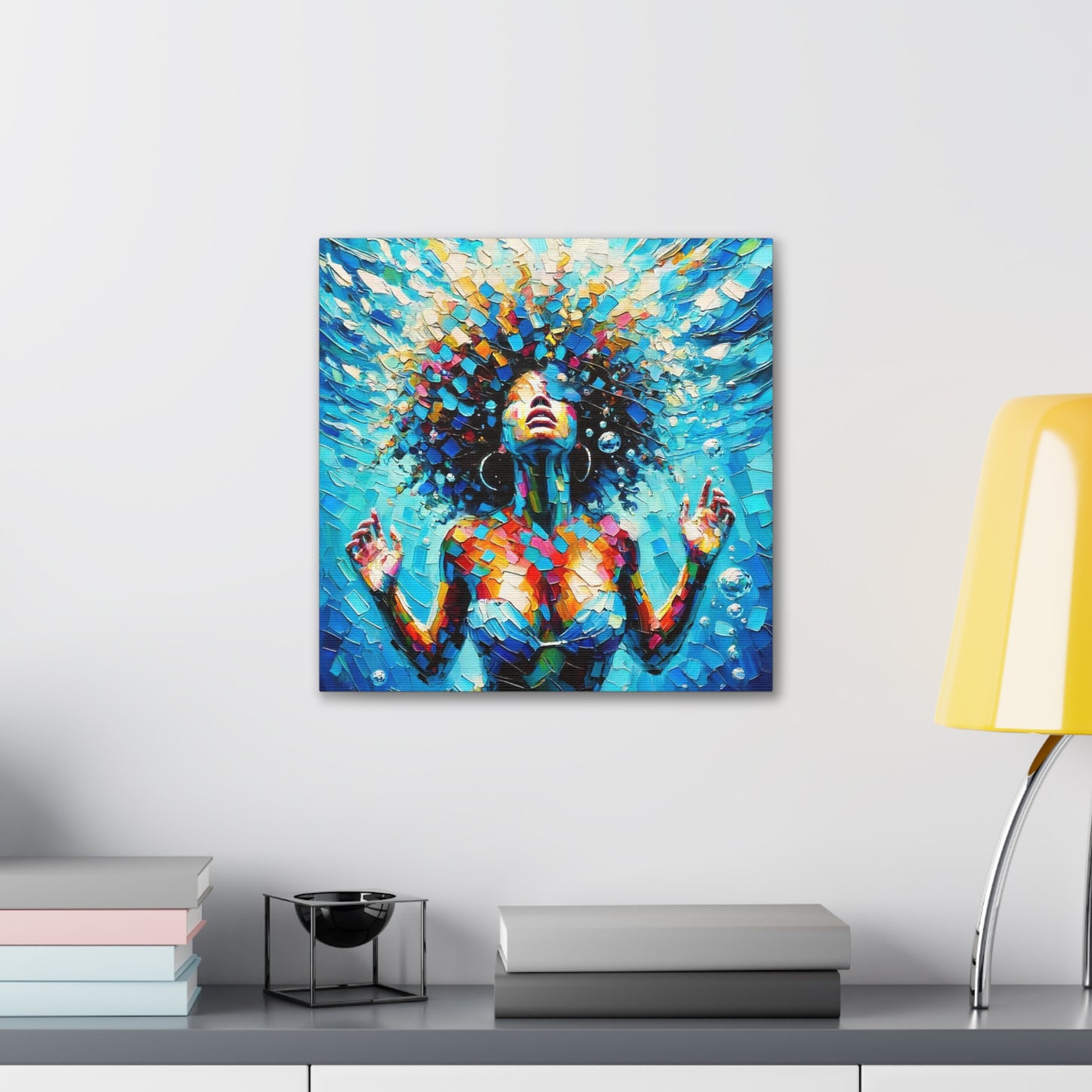 Art Print, Afro-Caribbean Woman, "Submerged" Abstract Oil Finish, West Indian Ethnicity, Cultural, Heritage, Abstract, Canvas Gallery Wrap