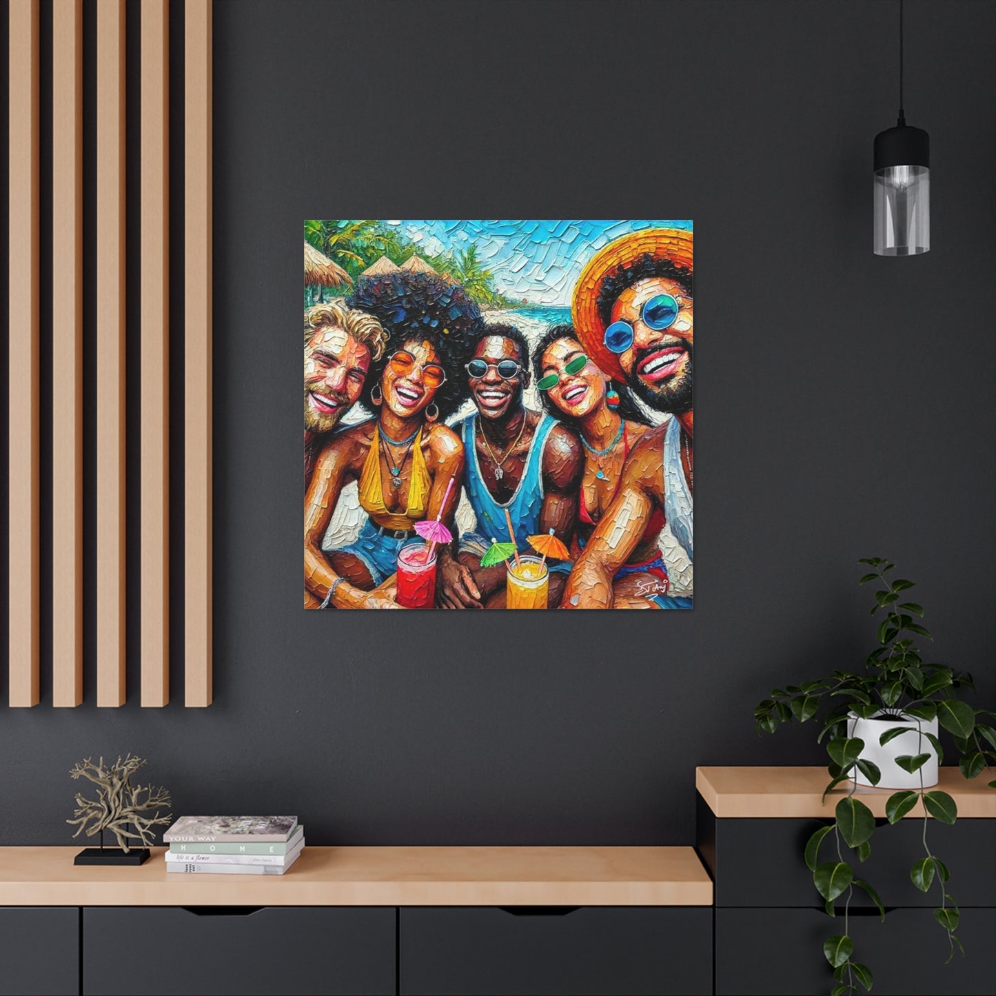 Art Print, Caribbean People, "Melting Pot" Oil Finish, West Indian Ethnicity, Cultural, Heritage, Abstract, Canvas Gallery Wrap