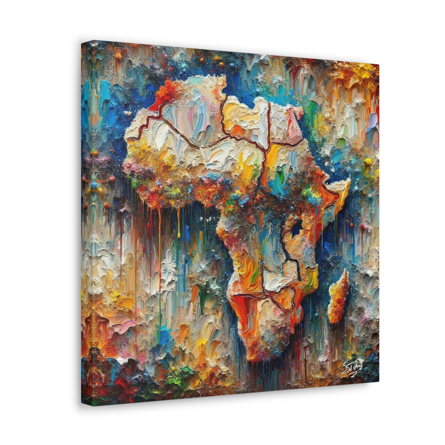 Art Print, A.F.R.I.C.A, Abstract, Oil Finish, Unity, One Love, Semi-Abstract, Canvas Gallery Wrap