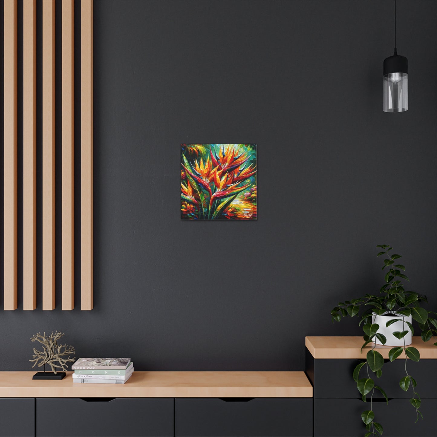 Art Print of Tropical Flower Garden, Oil Finish, West Indian Art, Canvas Gallery Wraps