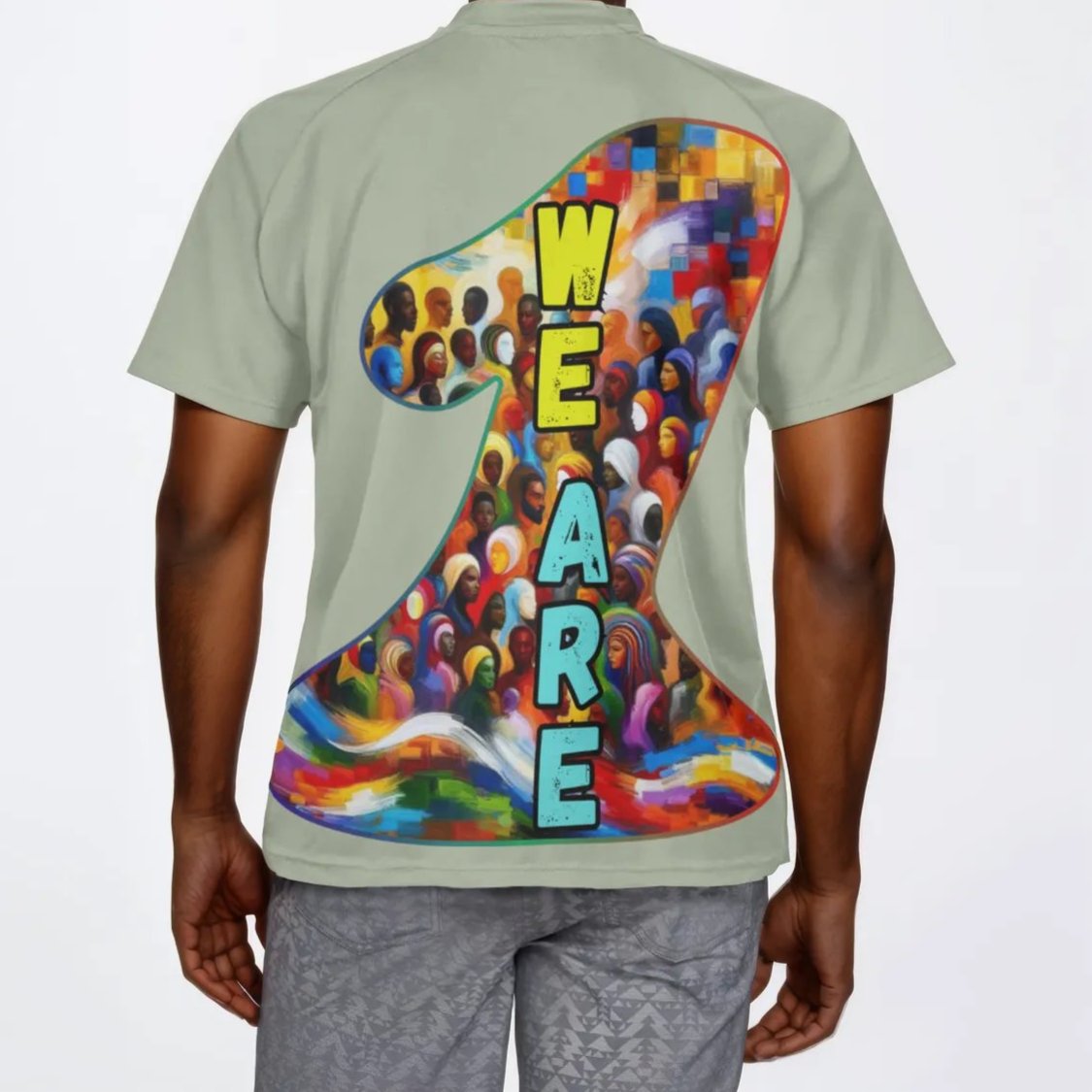 Men's V-Neck Polyester T-Shirt "We Are One"