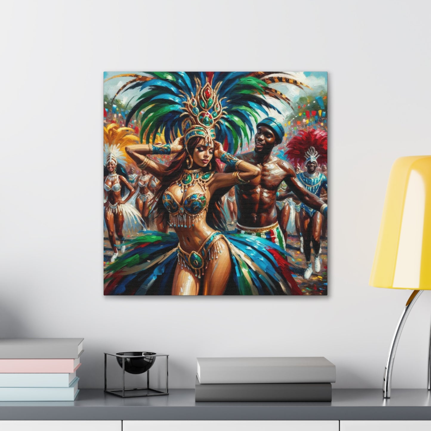 Art Print, Trini Masqueraders, Carnival, Oil Finish, West Indian Ethnicity, Cultural, Heritage, Indo & Afro Caribbean, Canvas Gallery Wraps