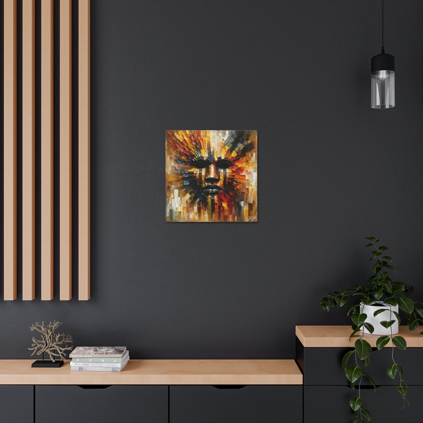 Art Print, Afro-Caribbean Mask, Oil Finish, Carnival,  West Indian Ethnicity, Cultural, Heritage, Semi-Abstract, Canvas Gallery Wrap