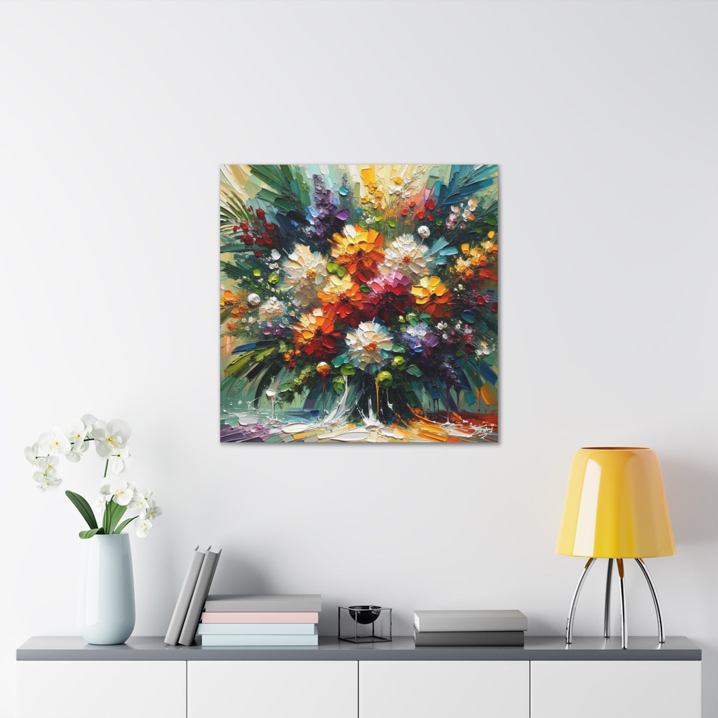 Art Print, Caribbean Flowers, Oil Finish, Caribbean Nature, Cultural, Heritage, Semi-Abstract, Canvas Gallery Wrap