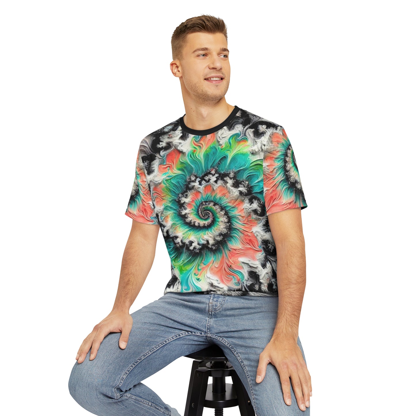 Men's Brushed Polyester Short Sleeve Tee (AOP), Tie-Dye Pattern