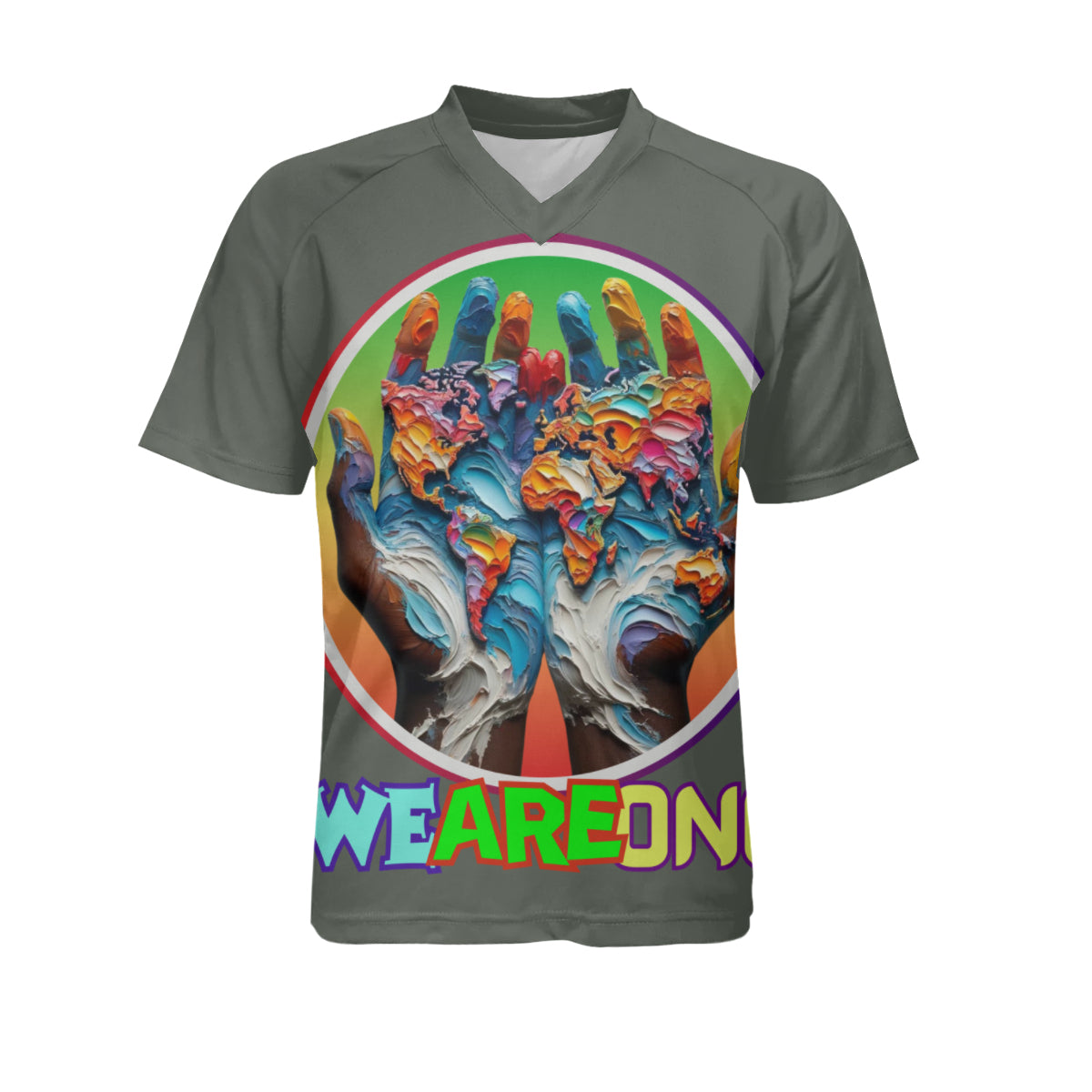 Men's V-Neck Polyester T-Shirt "We Are One"